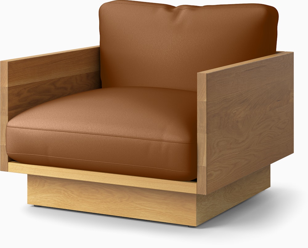 Pawson Drift Lounge Chair - Raise Leather, Sienna, White Oak