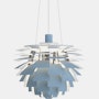 PH Artichoke Lamp, Small Smokey Blue and Chrome
