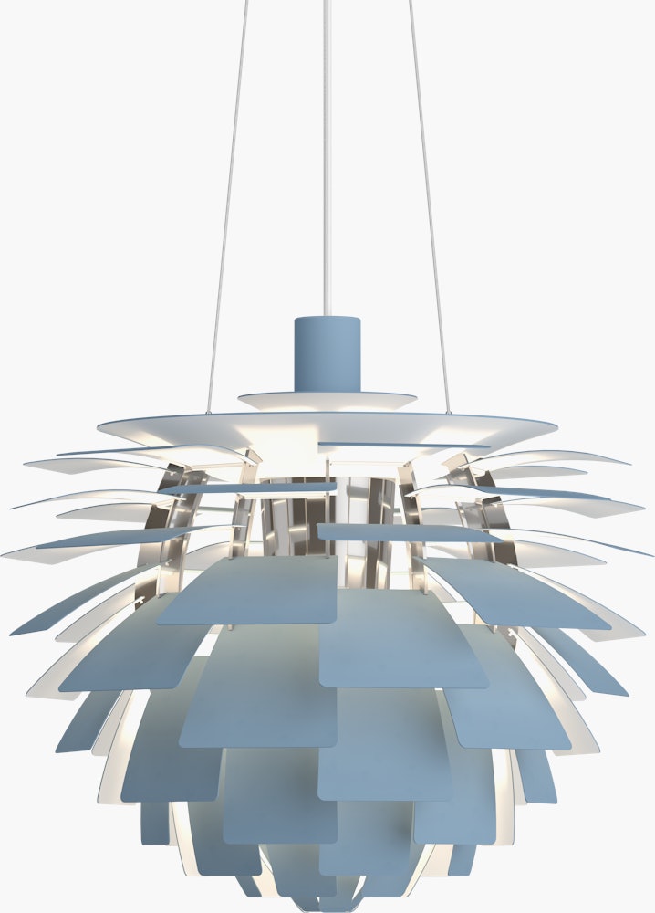 PH Artichoke Lamp, Small Smokey Blue and Chrome