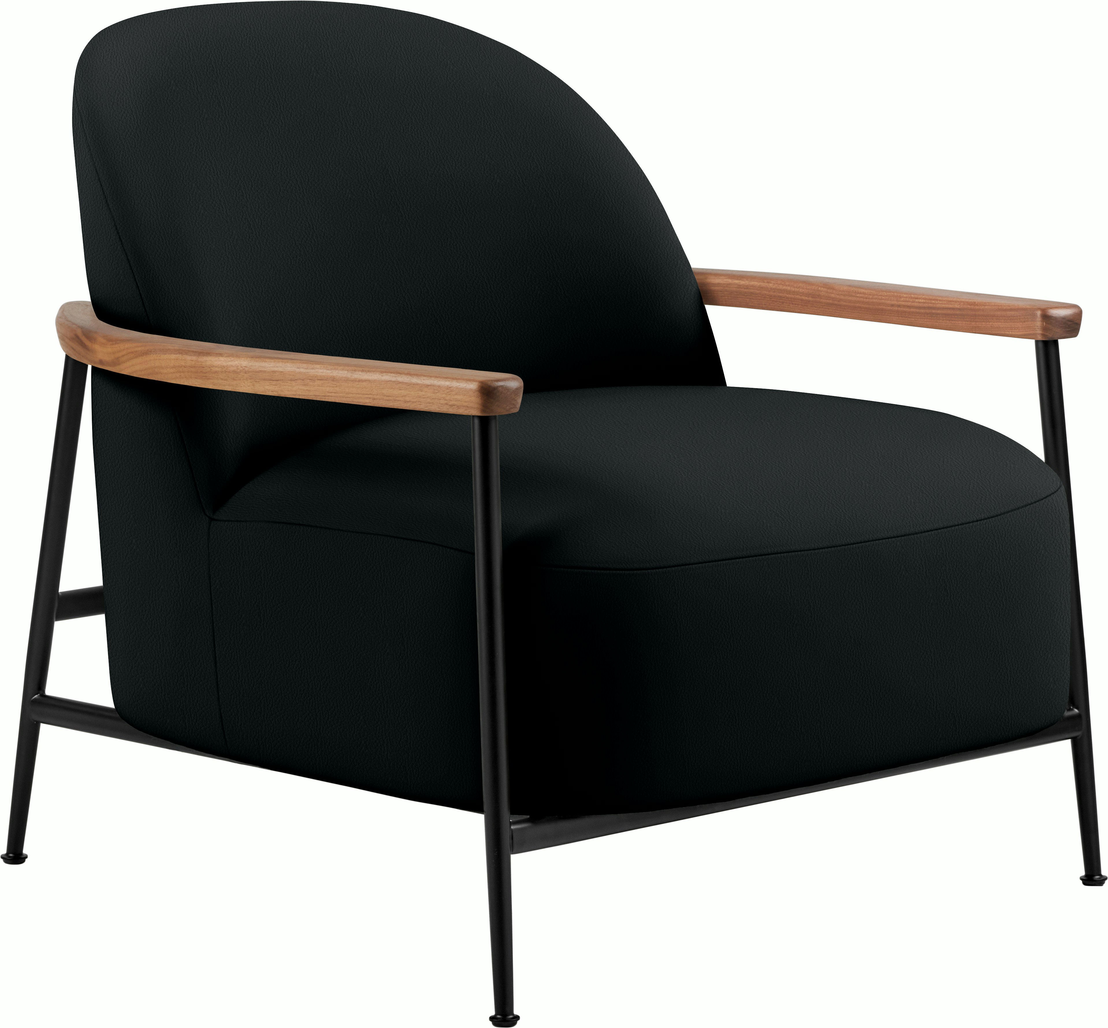 A Sejour Lounge Chair in Black viewed from an angle.