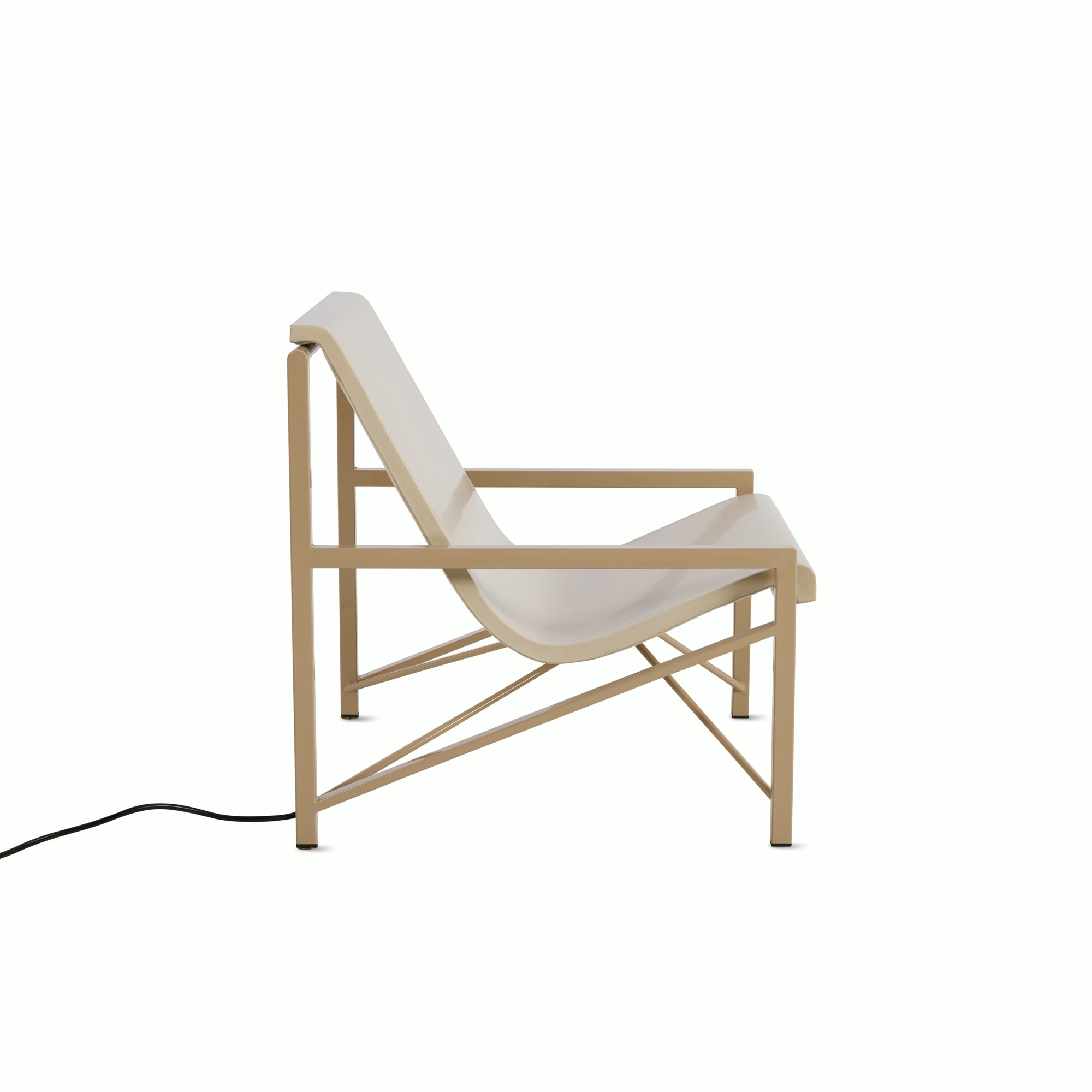 A Evia Lounge Chair in Pumice viewed from the side.