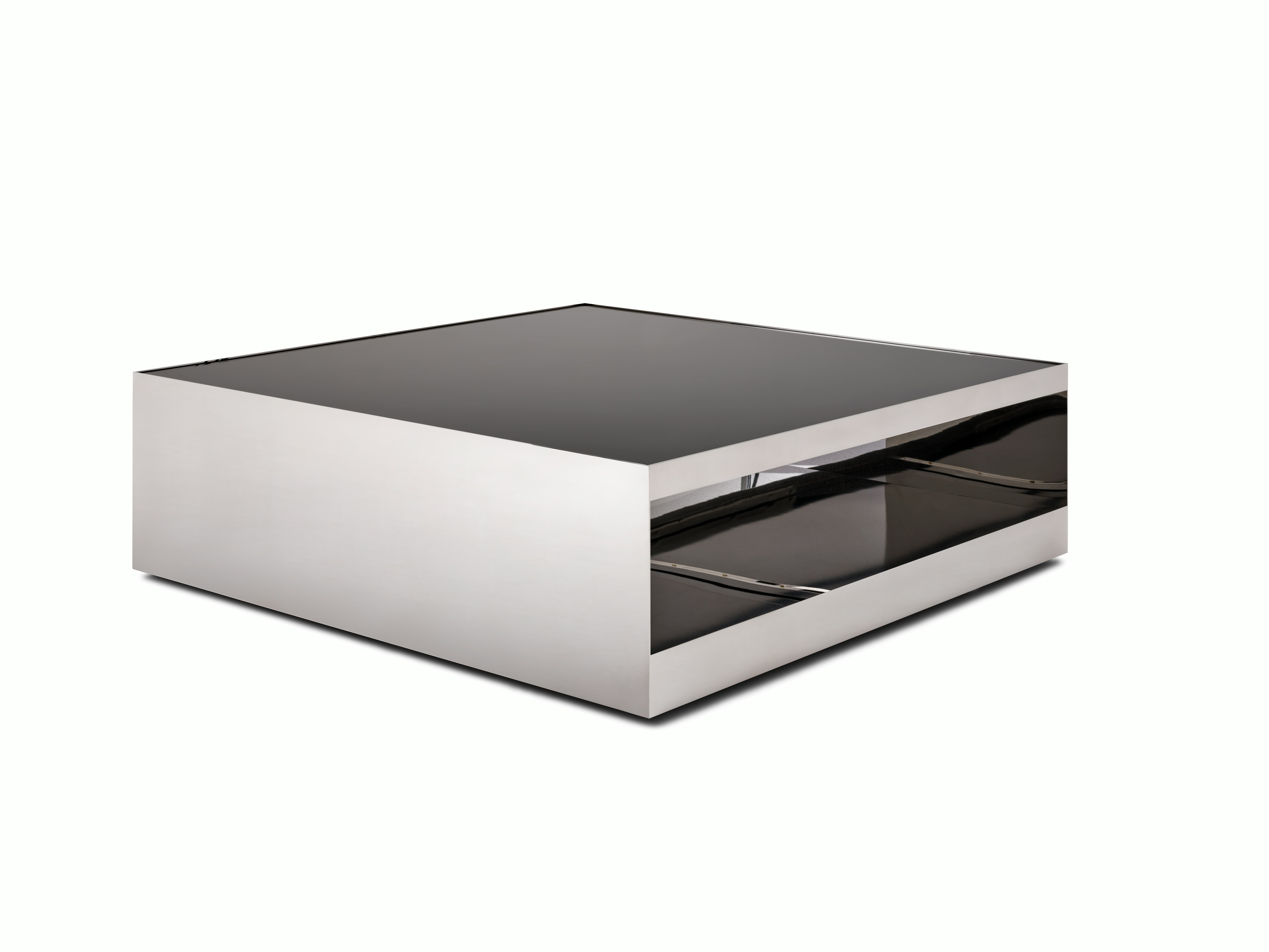 D Urso Occasional Tables - large,  stainless steel,  black painted glass