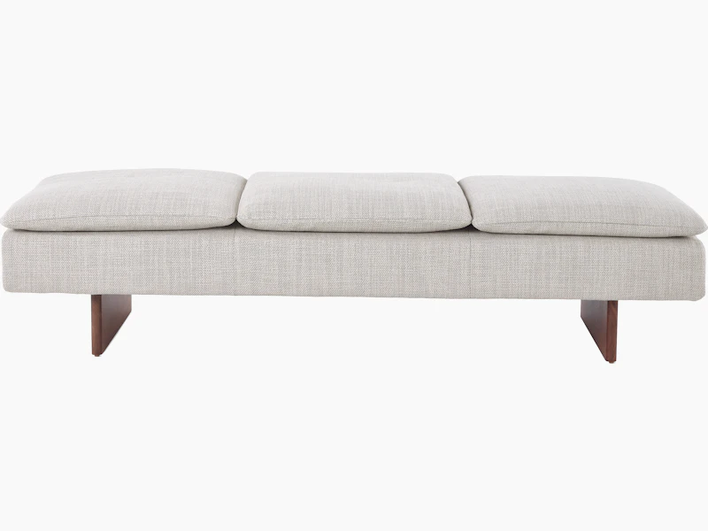 Mantle Bench in Capri Stone with Walnut Wood Base.