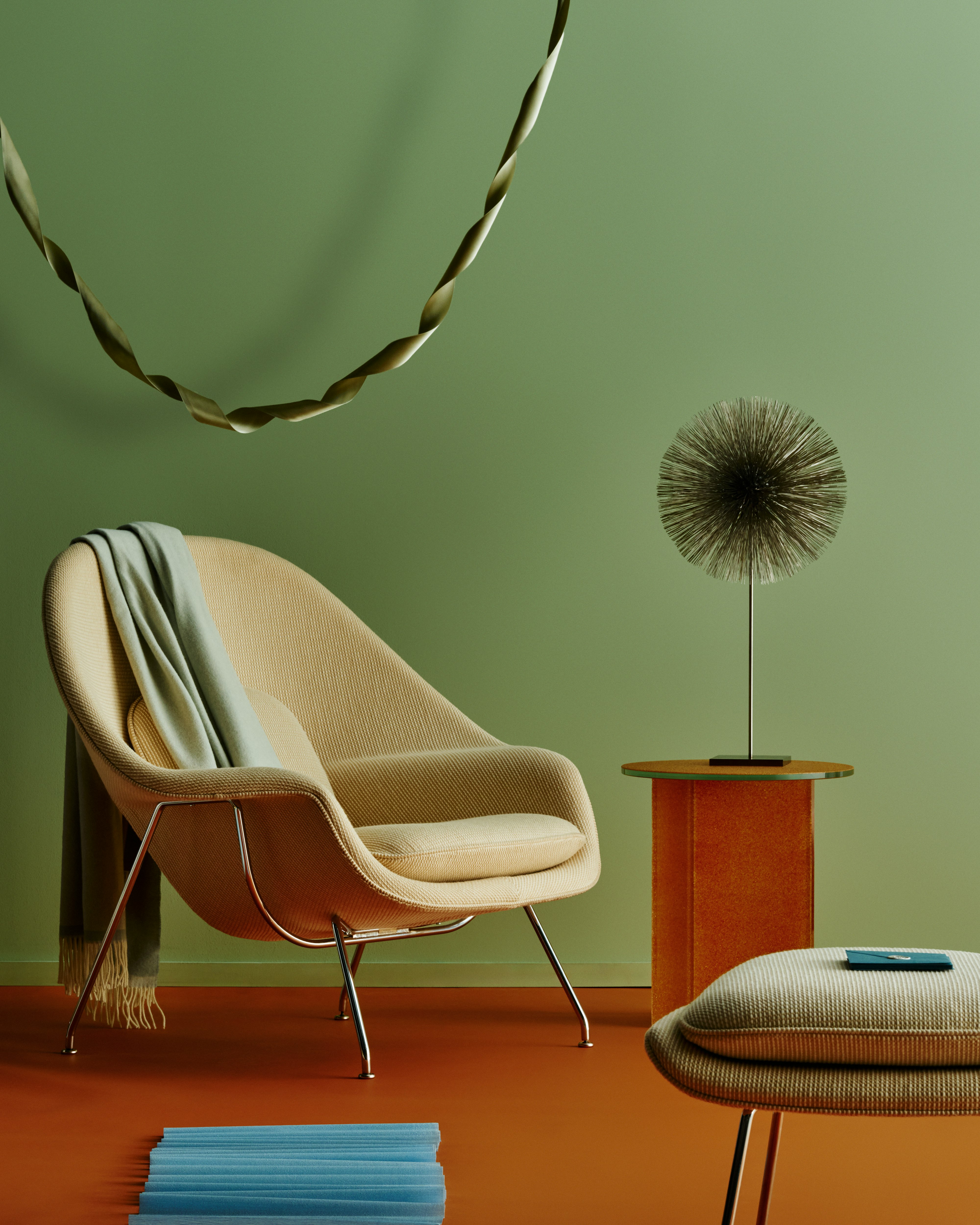 DWR HW26 Gifting Guide, Womb Chair, Simoon Table, Bertoia Sculpture and Panthella Table Lamp