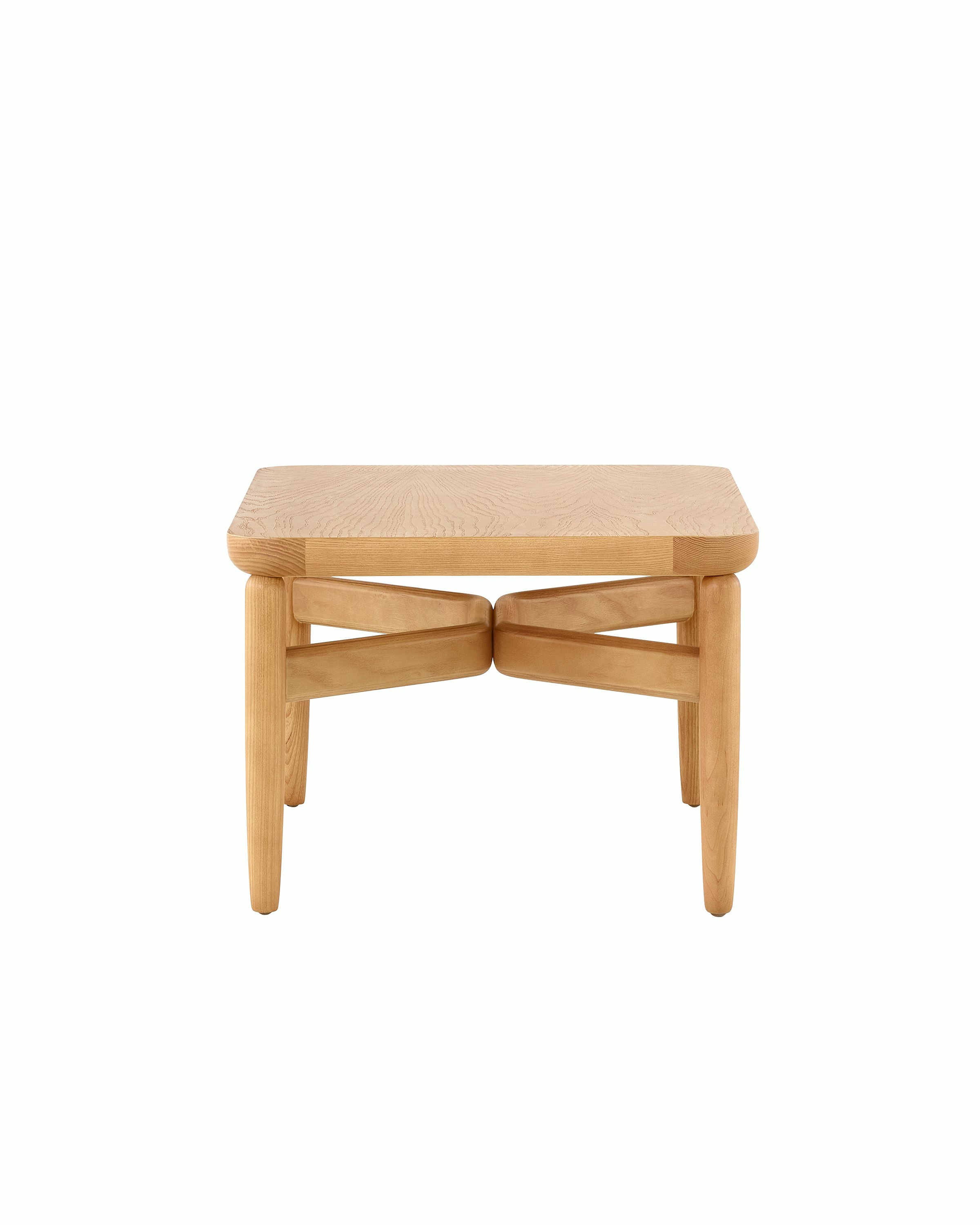 A Reframe Rectangular Table in Rift Oak, viewed from the side.