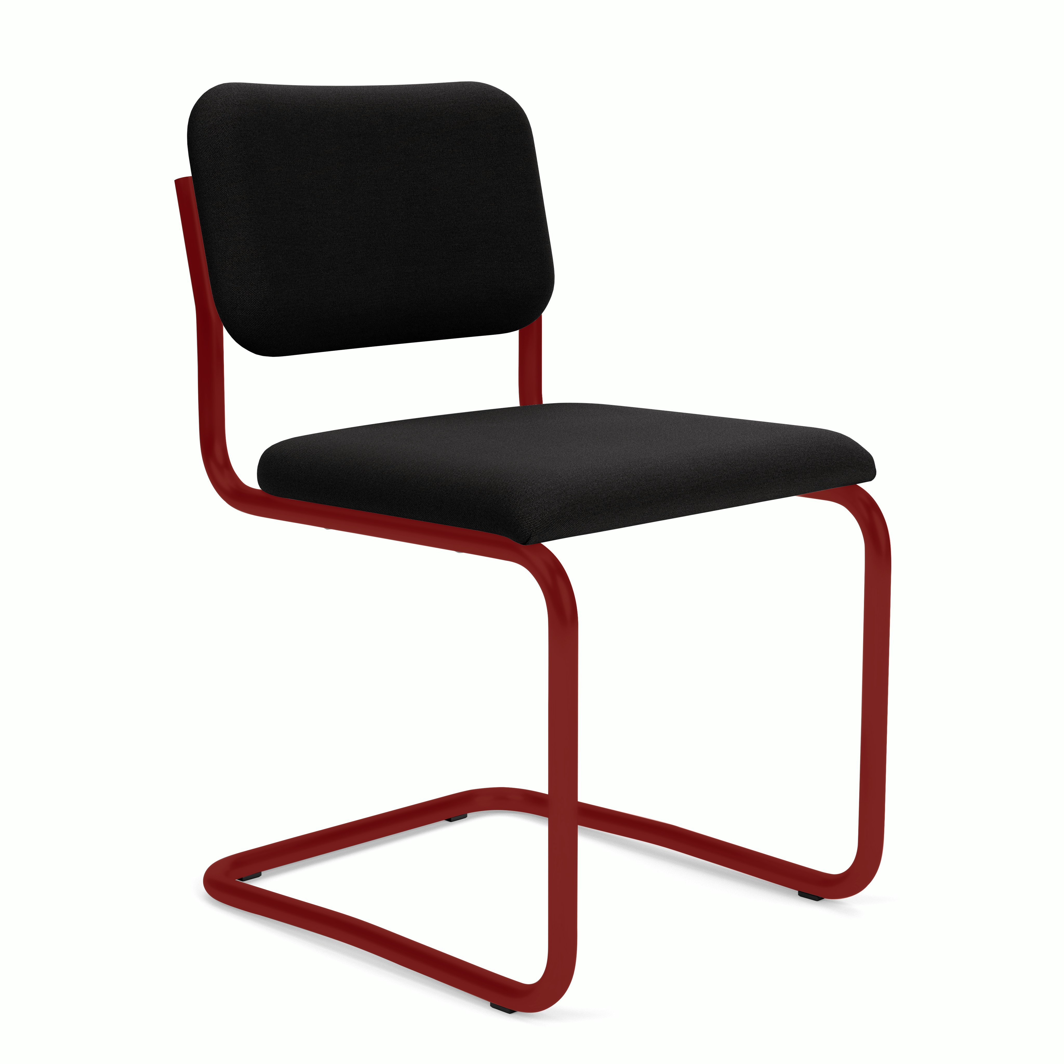 Cesca Upholstered Chair - Side Chair ,  Fully upholstered,   hourglass,  caviar,  red frame