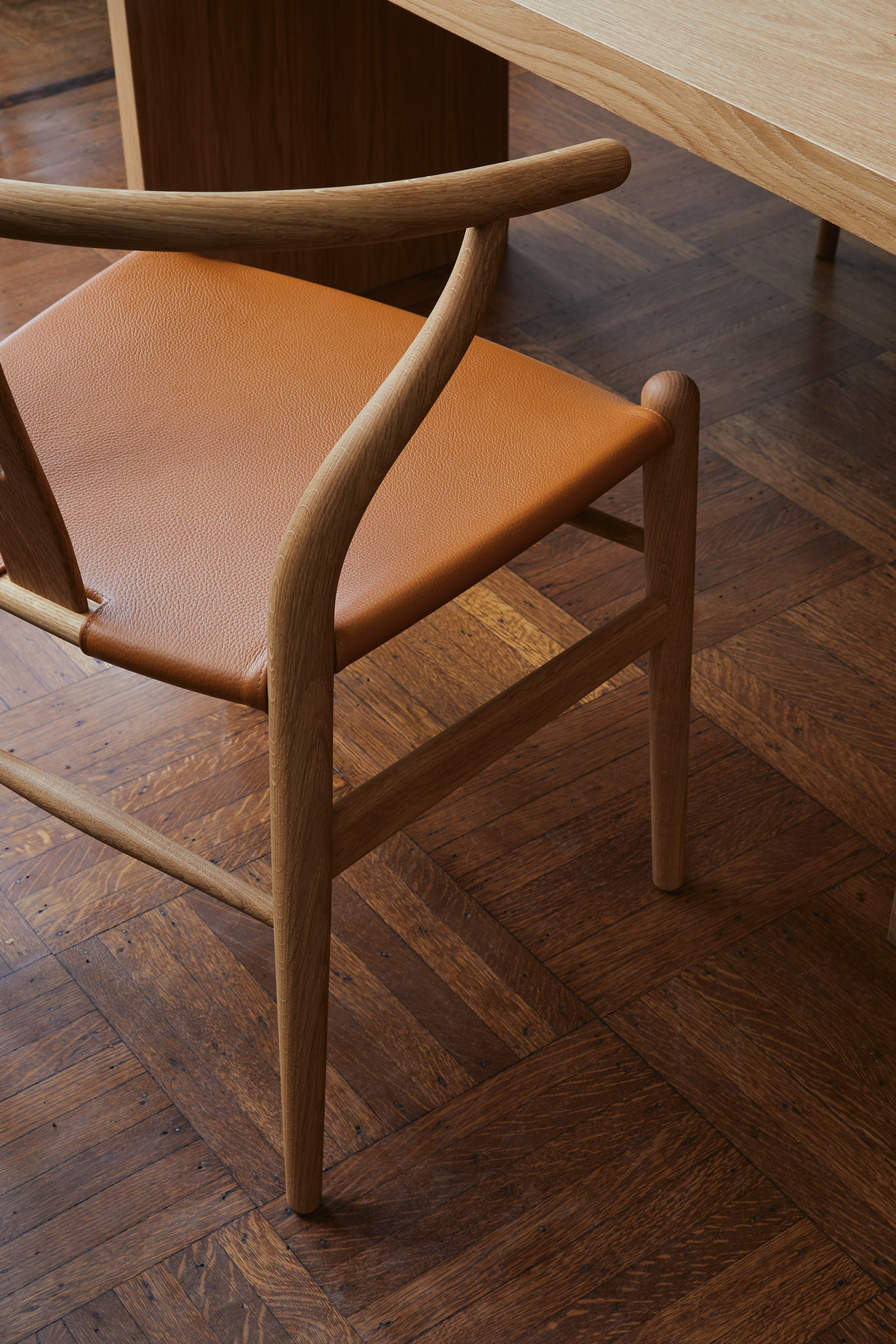 CH24 Wishbone Chair Leather Seat 