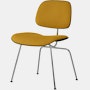 Eames Molded Plastic Dining Chair (EC-127) - Side Chair, Upholstered, Black, Hopsak, Ochre Dark, Trivalent Chrome