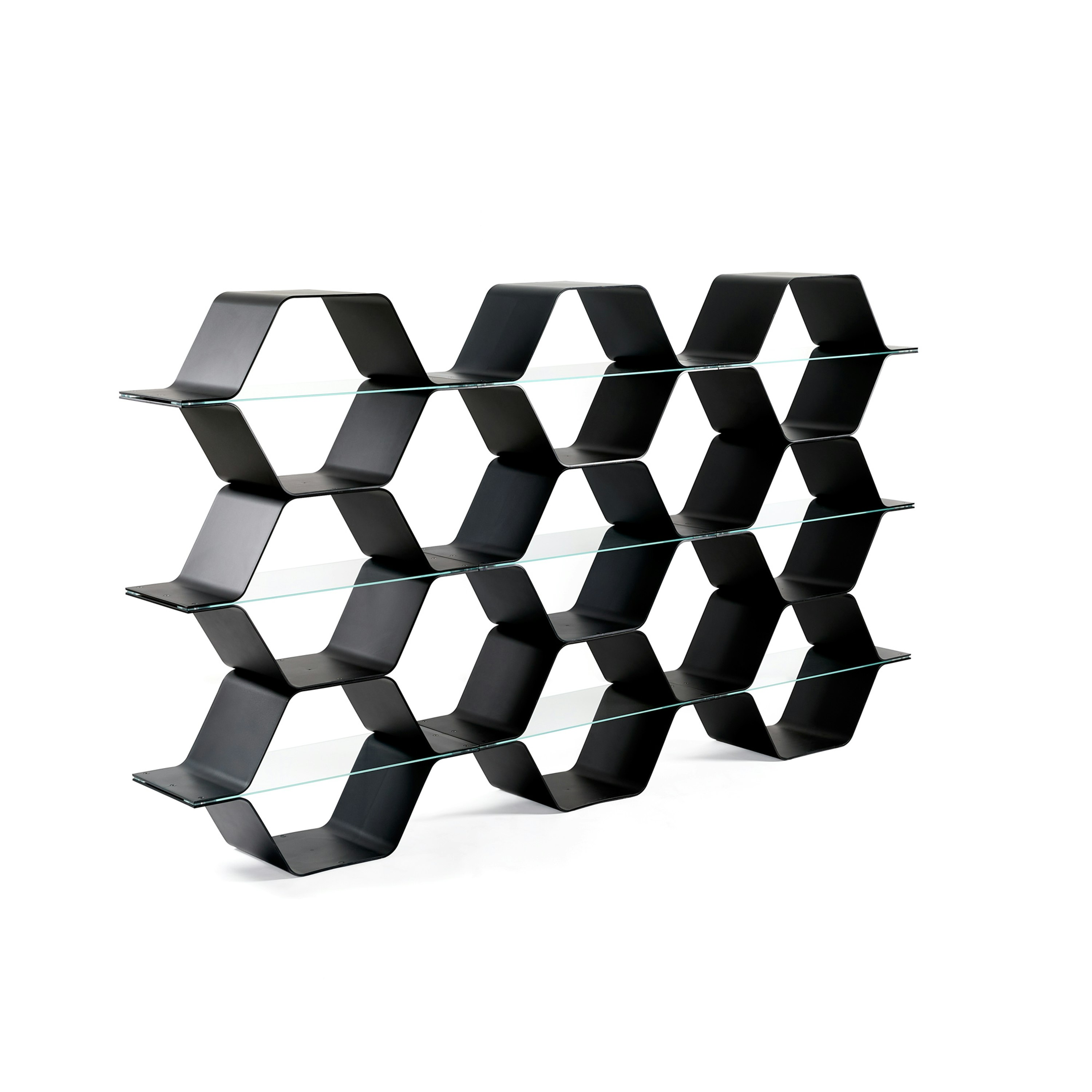 Honeycomb Modular Shelving 9 Cells - Configuration F, Vertical, Black