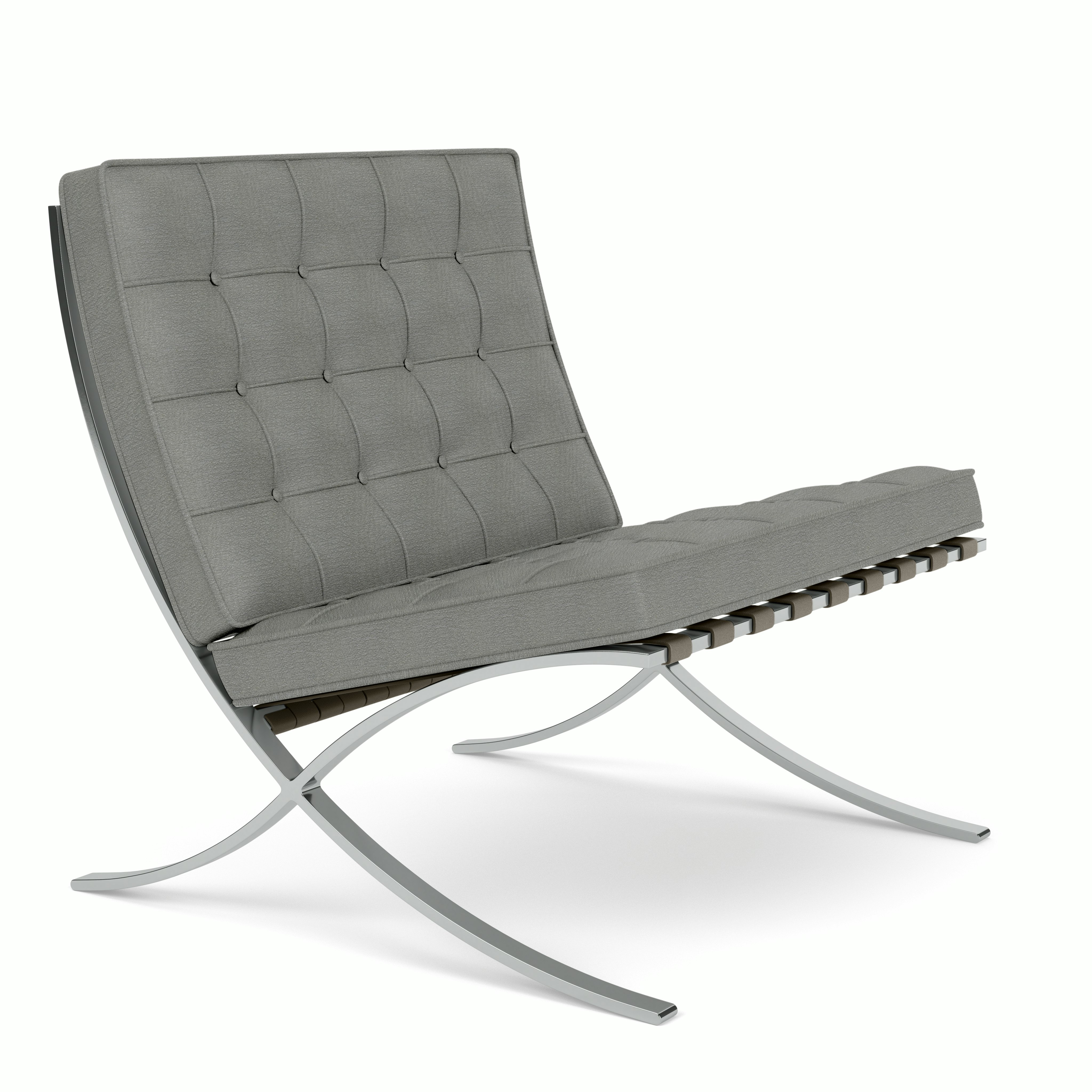 Barcelona Chair in Haven,  Pewter,  Polished Chrome