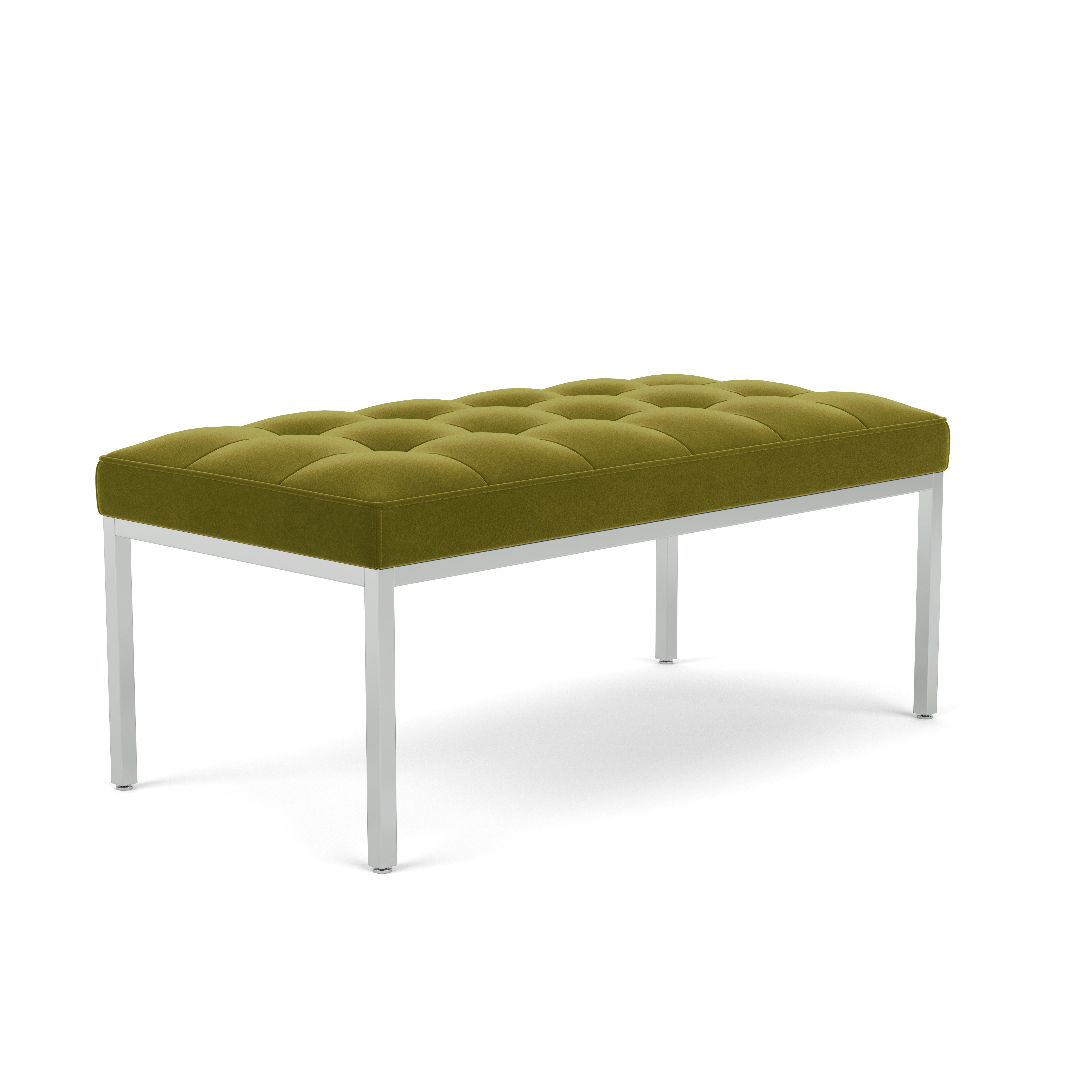 Florence Knoll Relaxed Bench - Small, Rectangular, Knoll Velvet, Moss