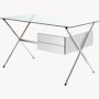 Albini Desk - Pedestal Desk, White Lacquer, Polished Chrome