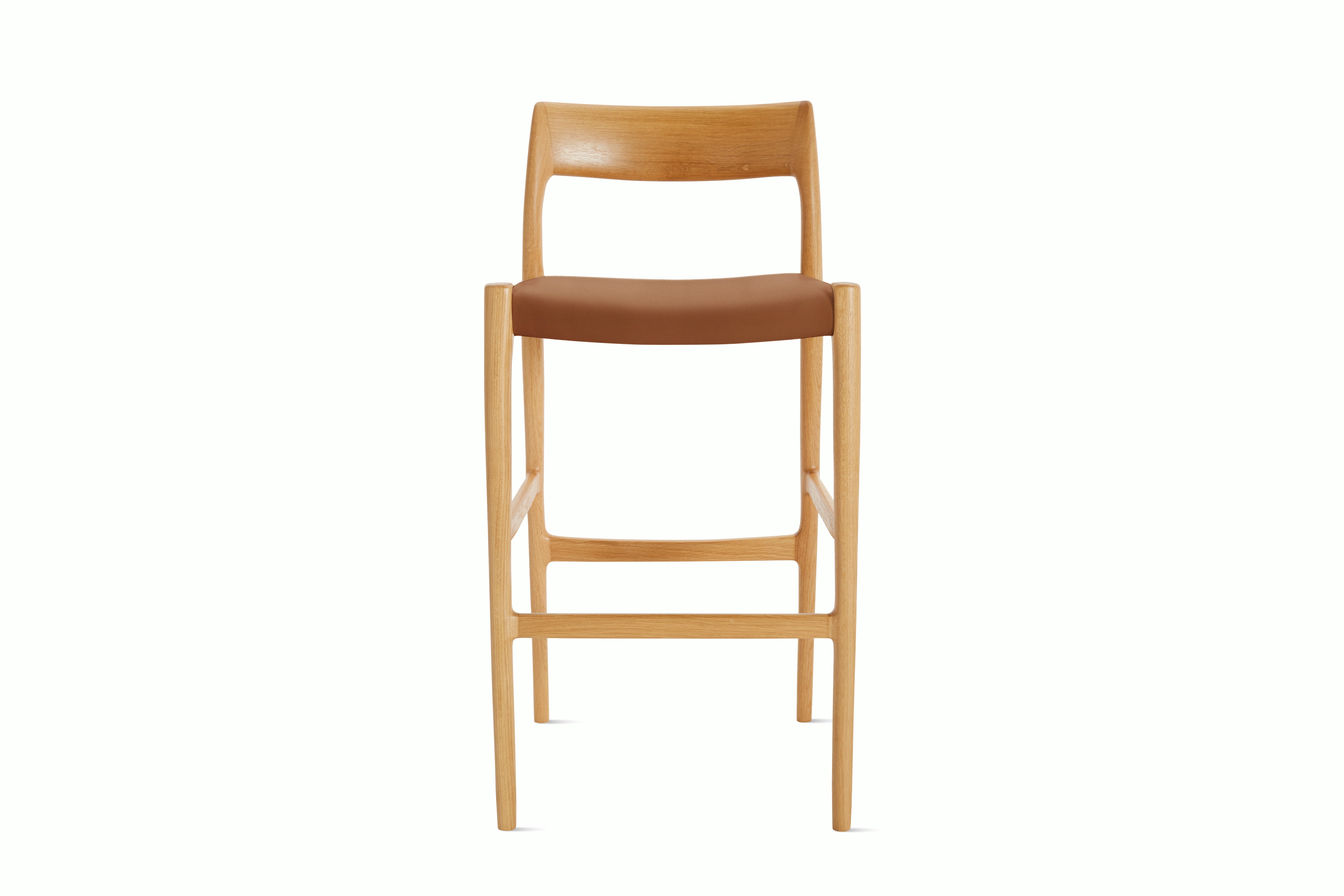 Moller Model 77 Stool - Bar Height,  Oak,  Leather,  Tobacco
