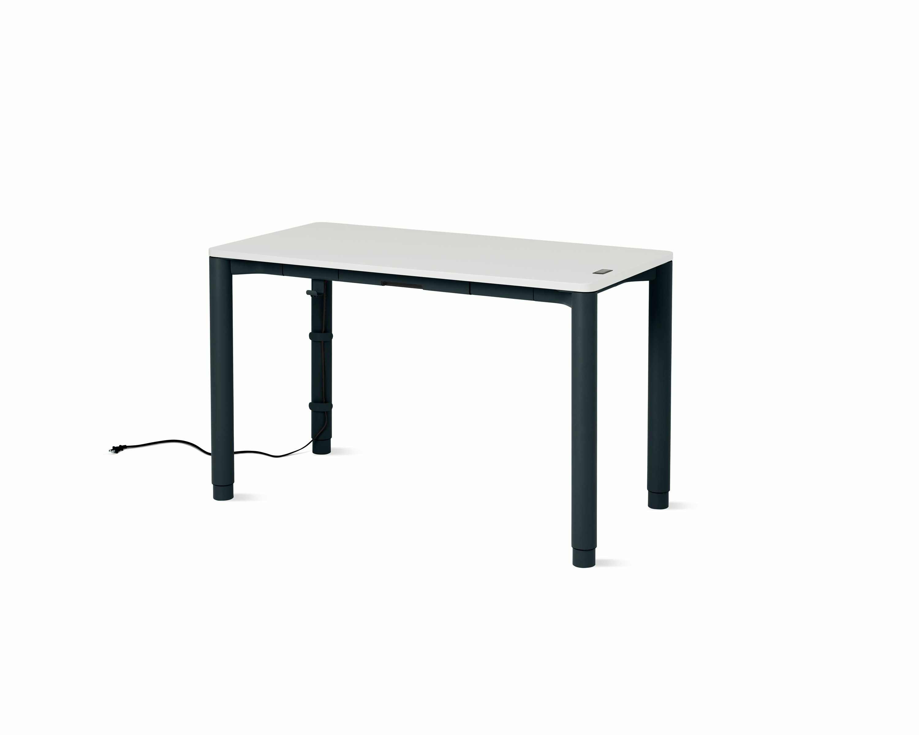 Spout S2S Table - 24" x 48"",  Laminate Studio White,  Nightfall,  With Cable Tray,  With Storage Drawer,  Standard Height"