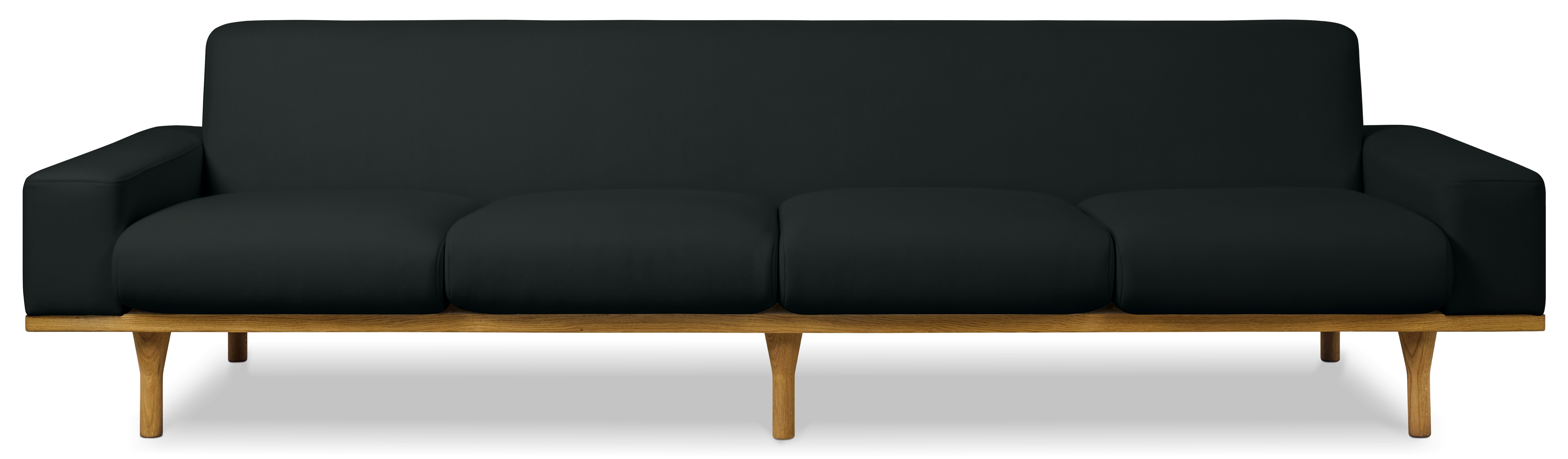 An SW 50 Model 50-4 Sofa in Sierra Leather Black viewed from the front
