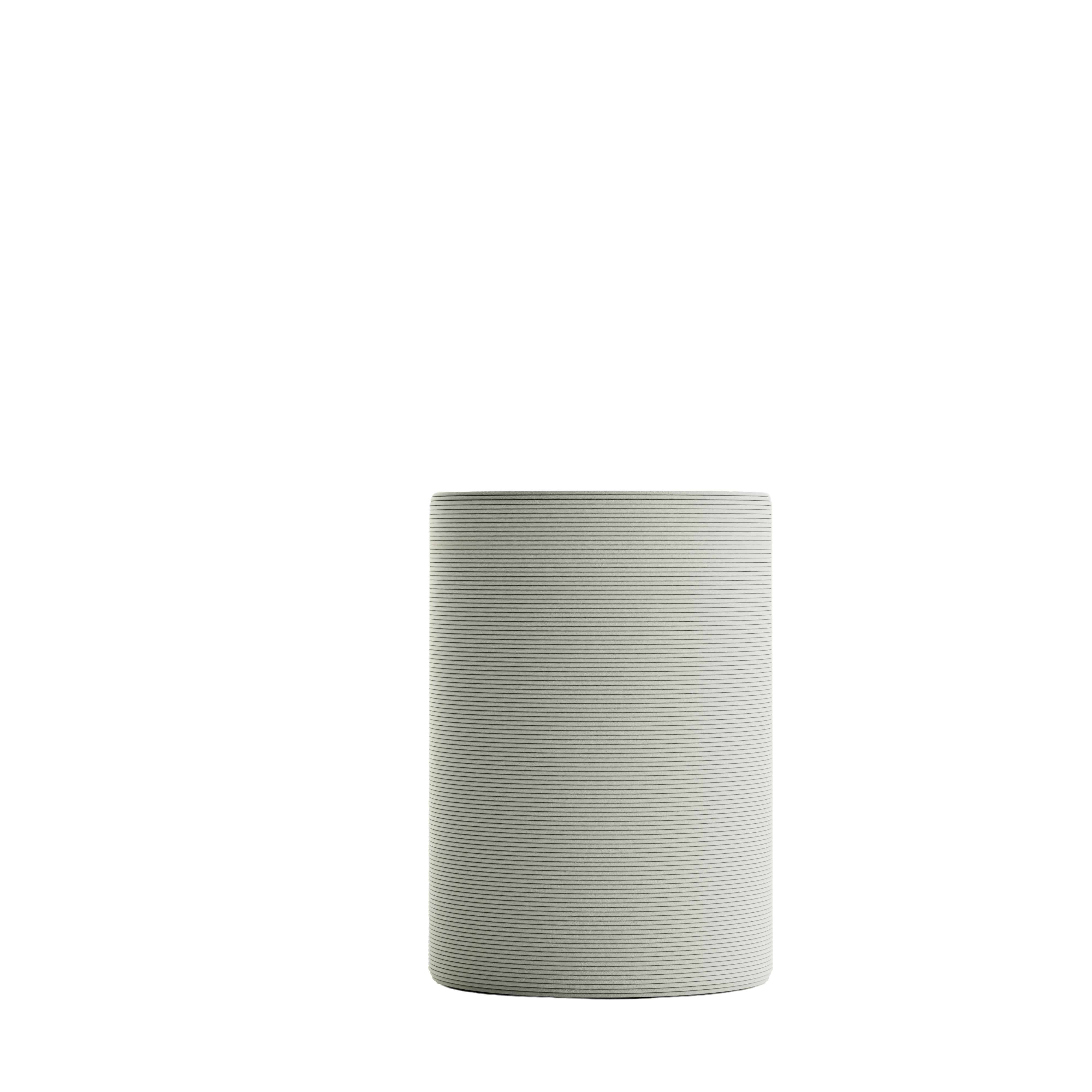 A Solana 3D Printed Concrete Planter in Glacial Mist Viewed from the front.