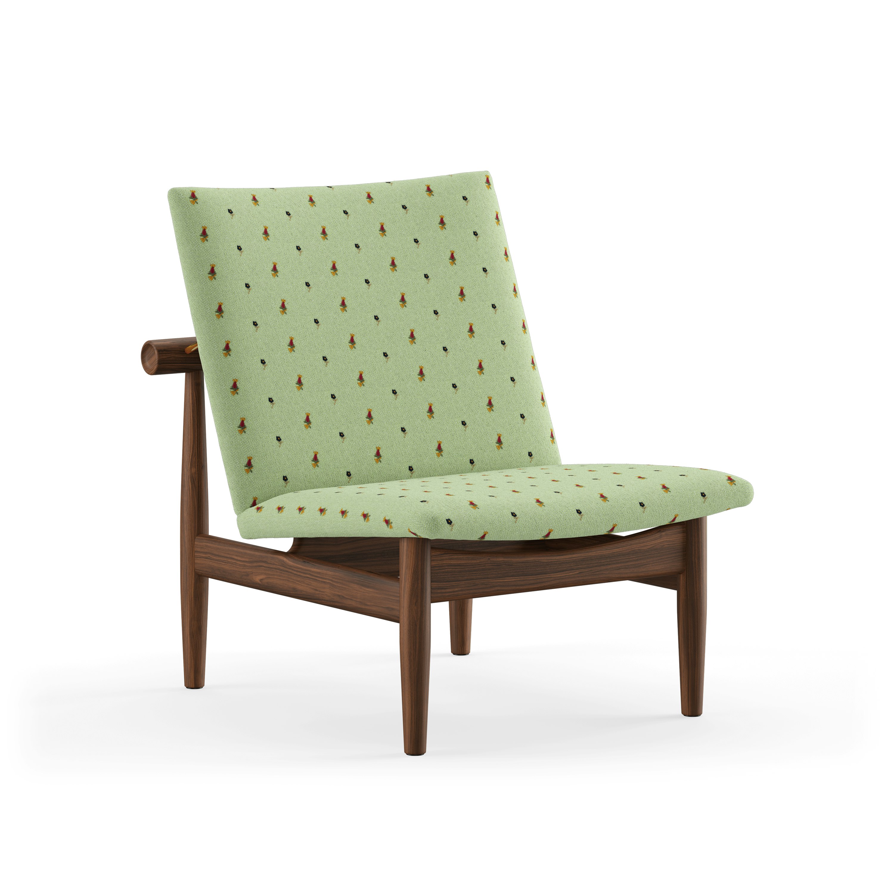 A Japan Chair in Walnut viewed from an angle.