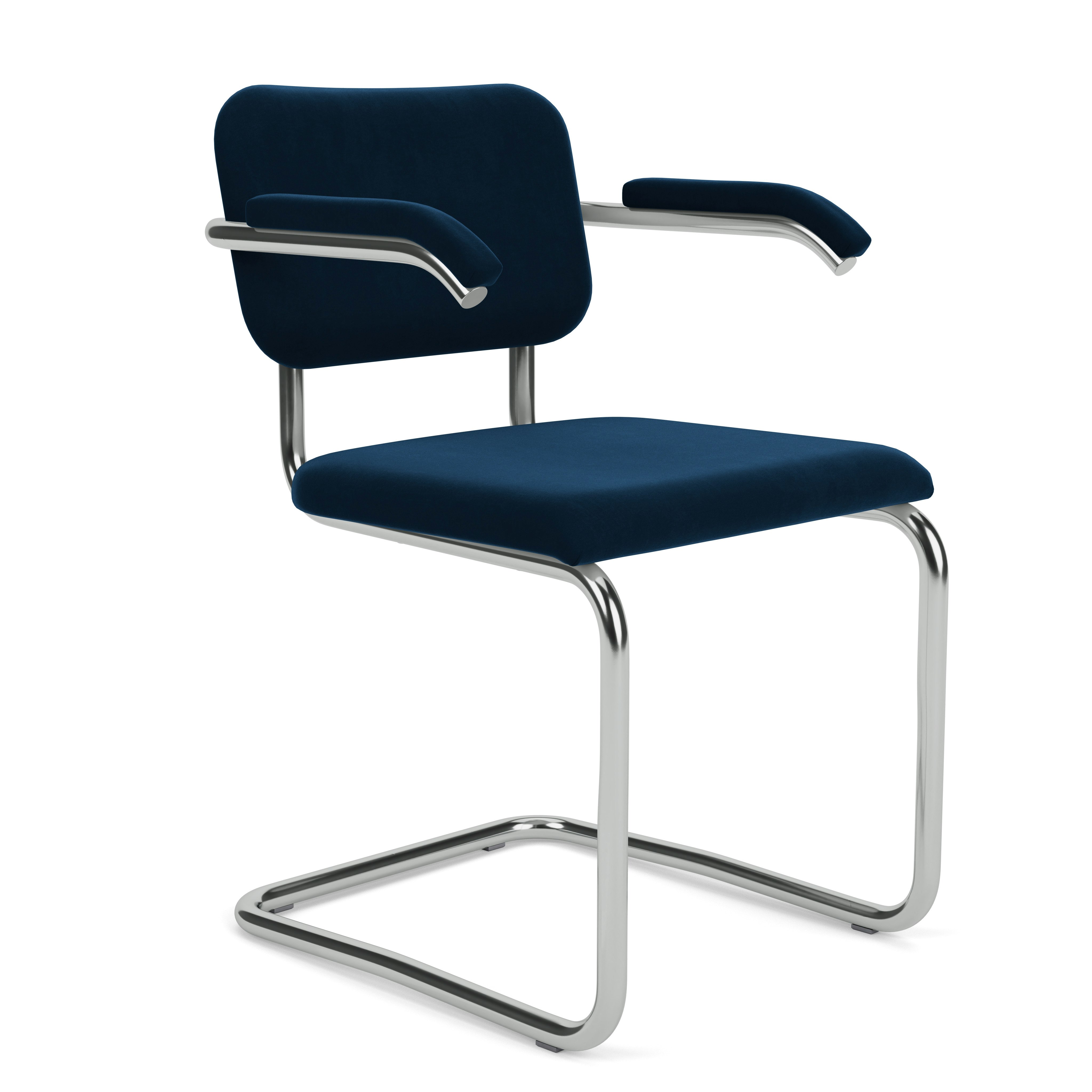 Cesca Armchair, Fully Upholstered, Upholstered Seat, Volo Leather, White