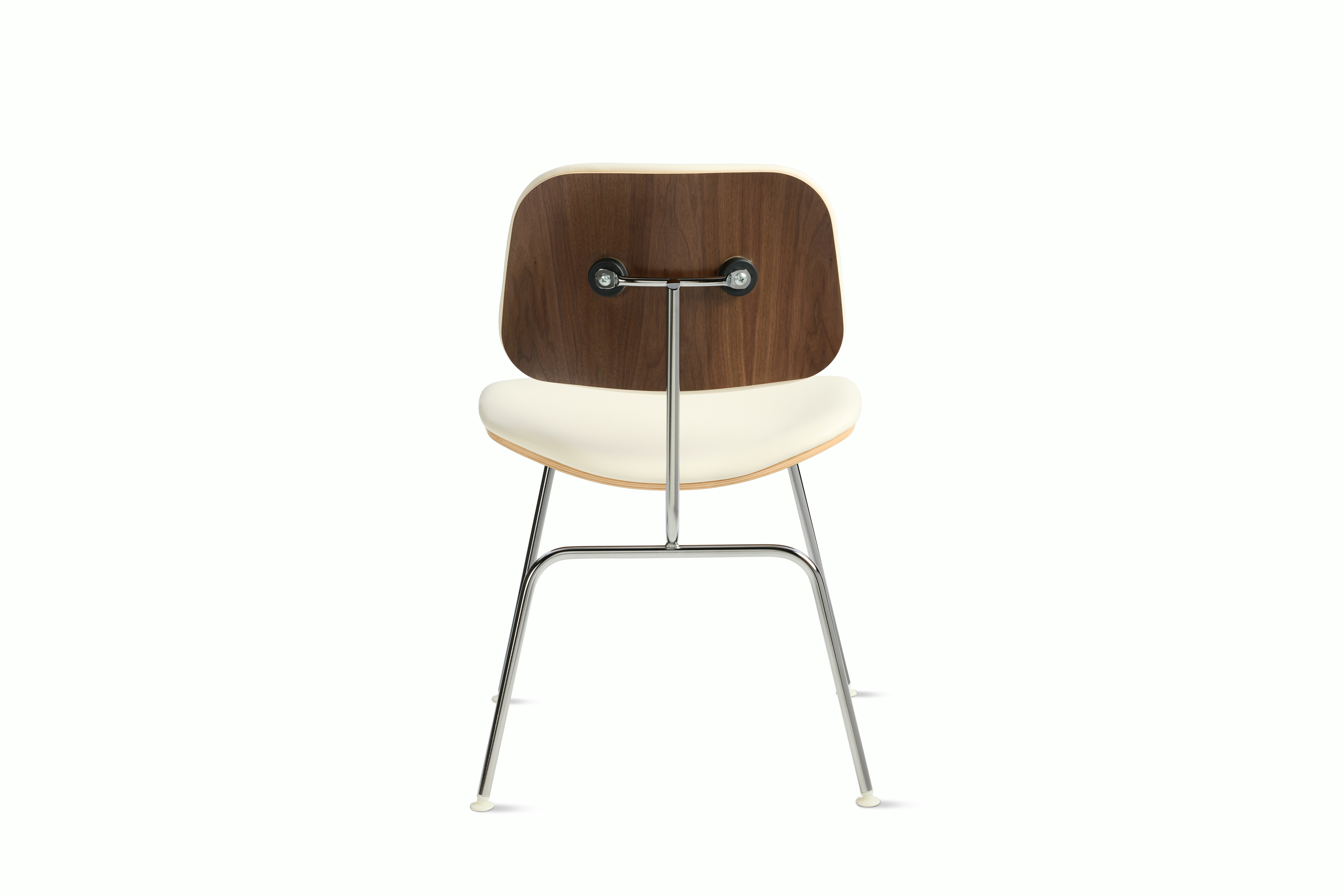Eames Molded Plywood DCM - Upholstered,  Walnut,  Prone Leather,  Lotus,  Chrome