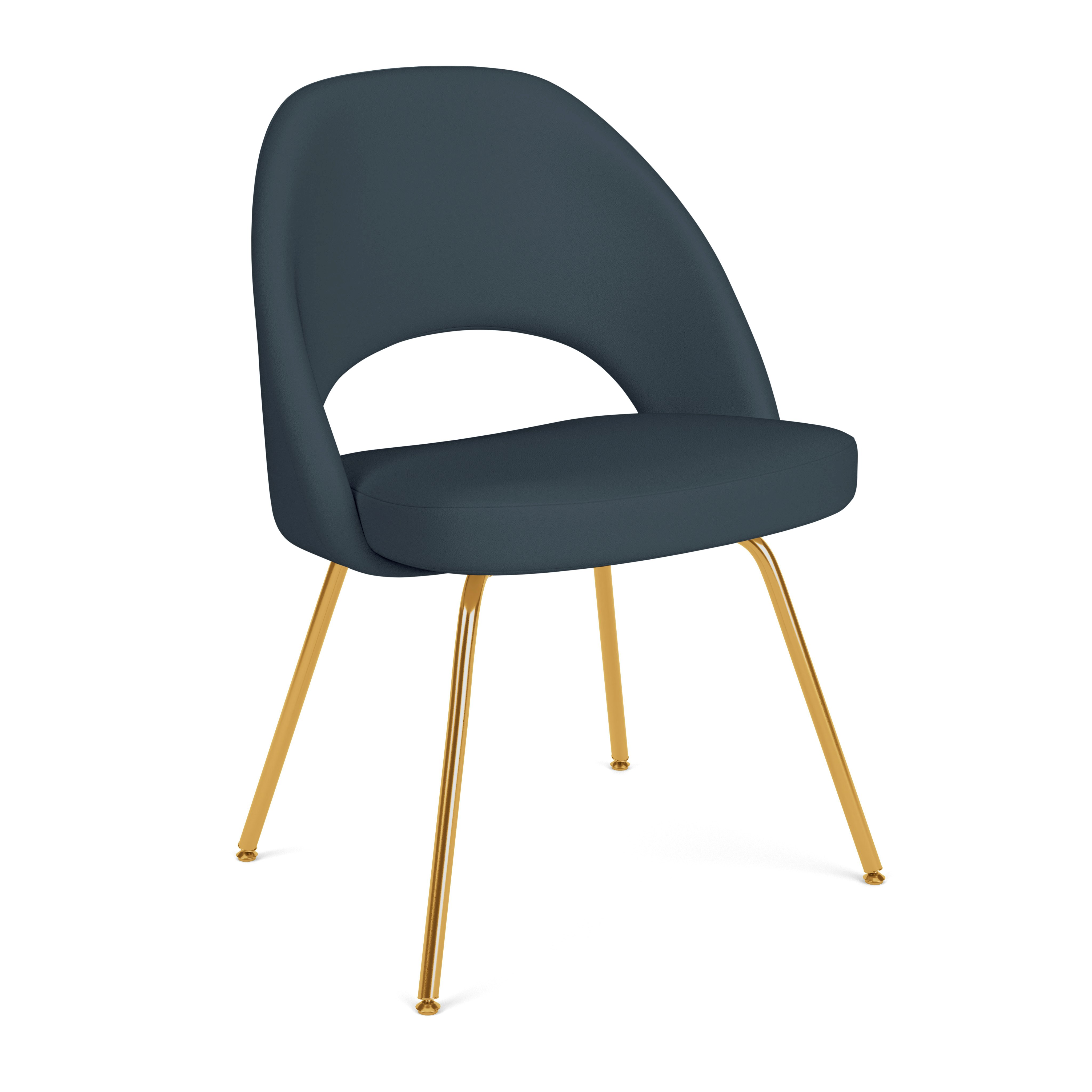 Saarinen Executive Side Chair - Volo Leather,  Marine Blue,  Gold