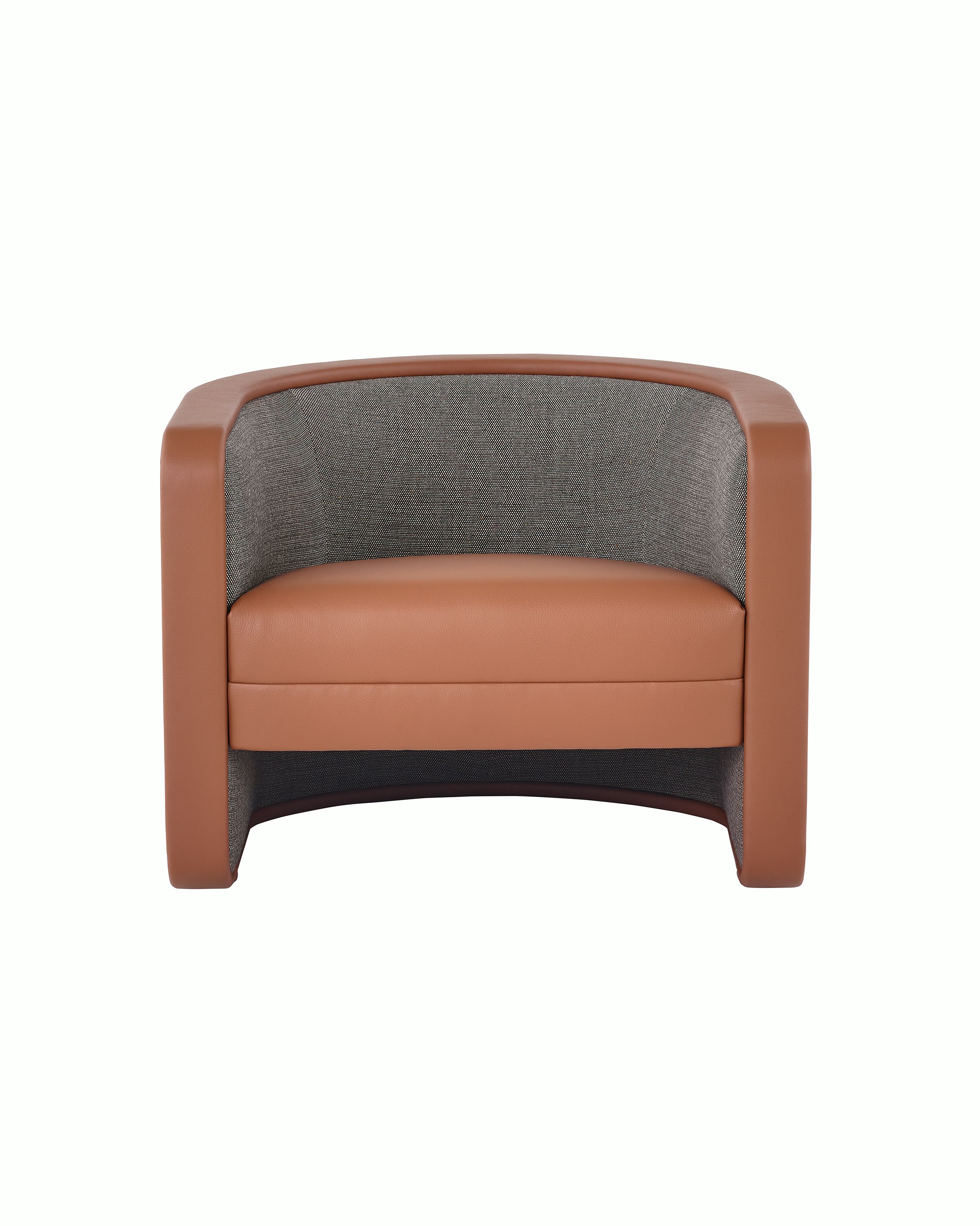 U-Series Lounge Chair with Tenera Maple arms and Wool Tweed Umber seat and back.