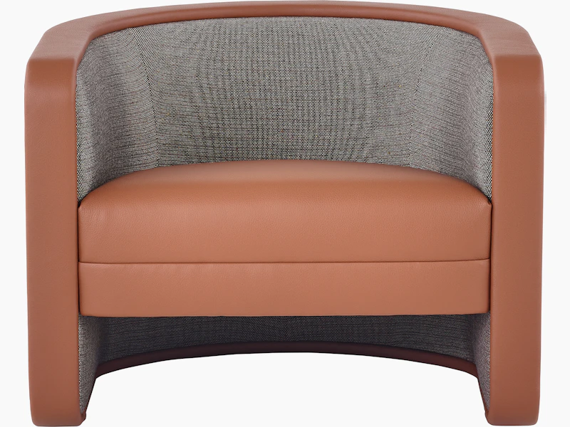 U-Series Lounge Chair with Tenera Maple arms and Wool Tweed Umber seat and back.