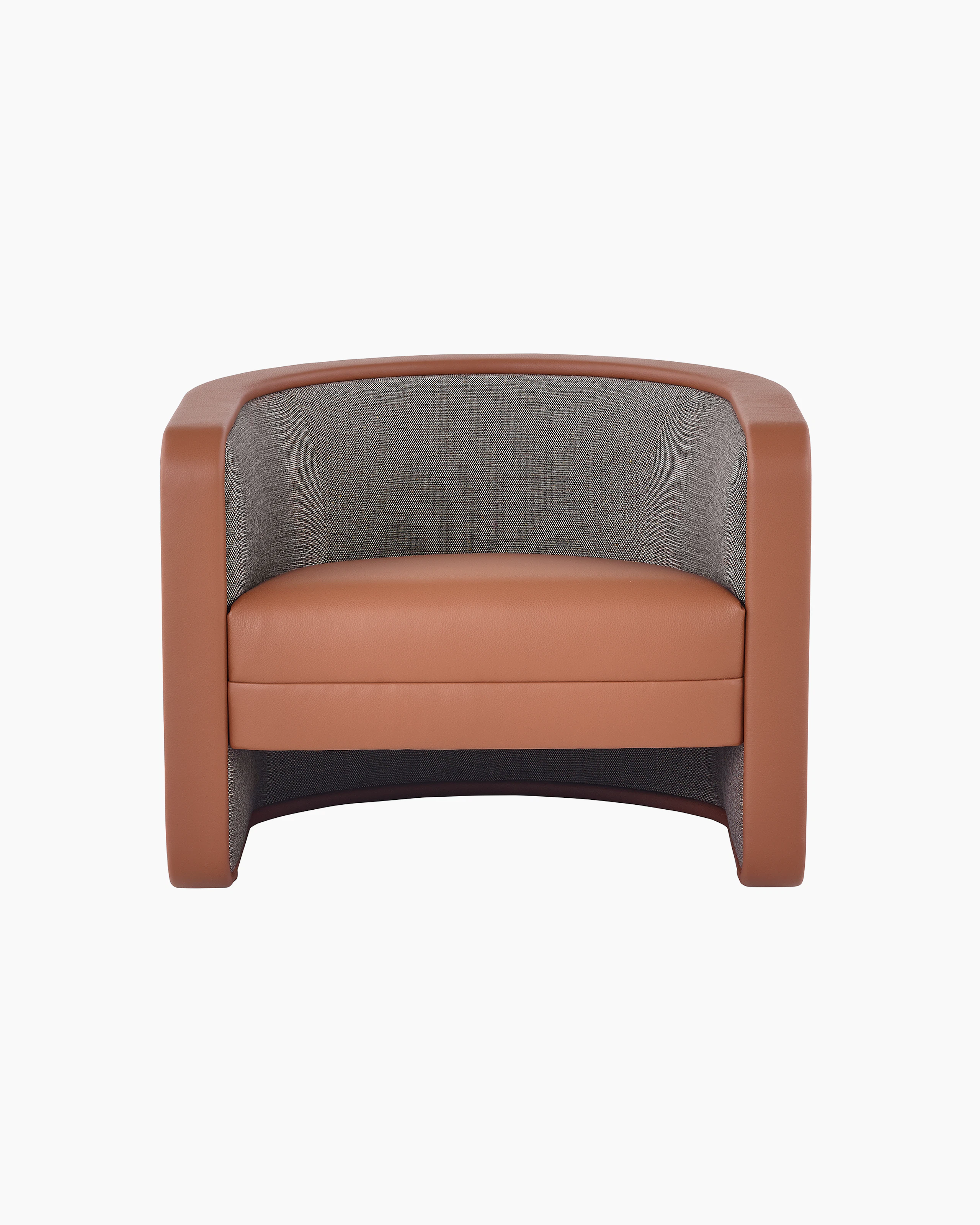 U-Series Lounge Chair with Tenera Maple arms and Wool Tweed Umber seat and back.