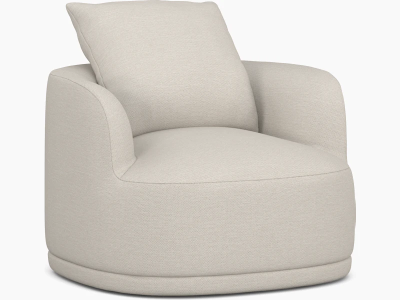 A Atlason Composed Swivel Chair in Shell Viewed from an angle.