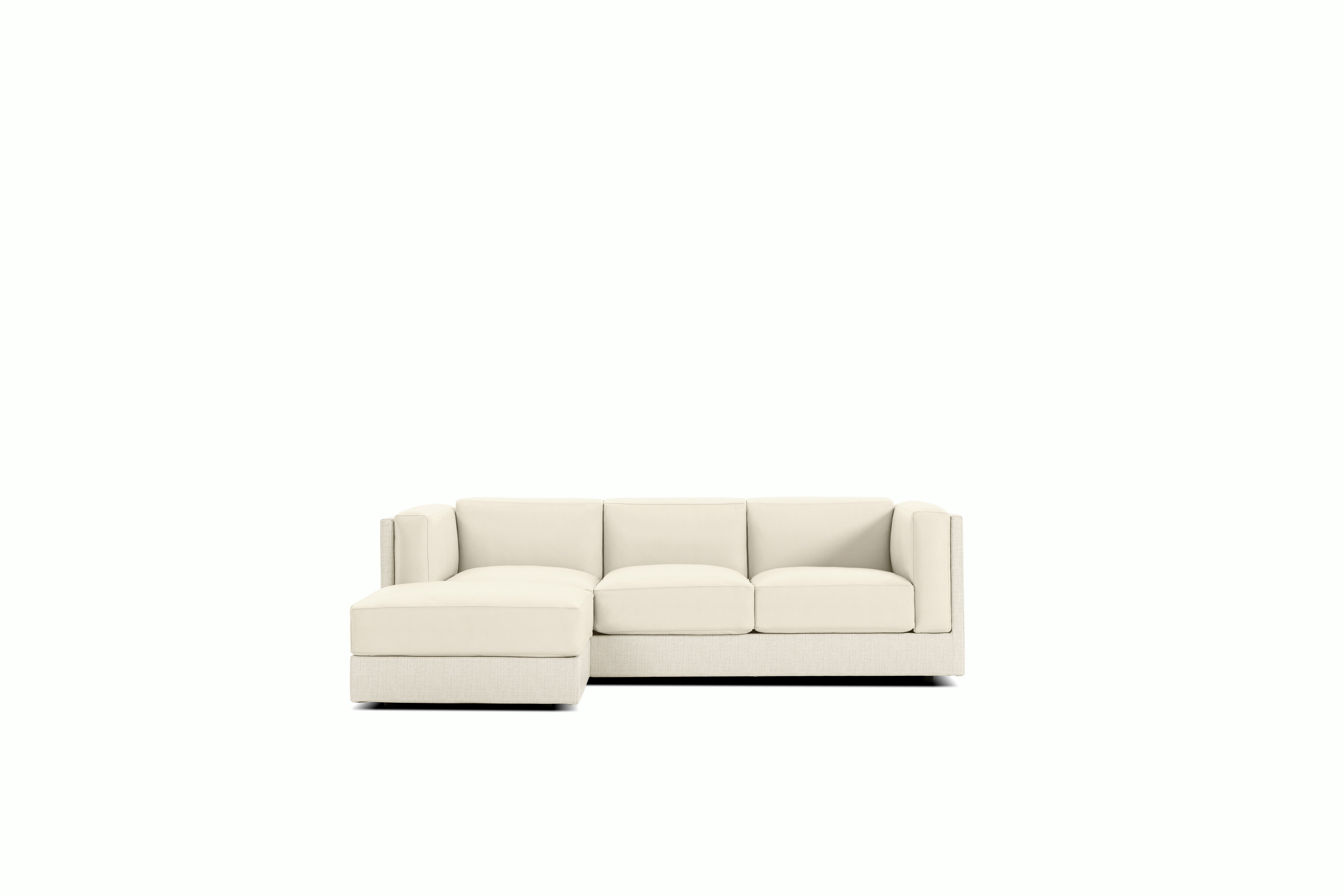 Symme Sectional Chaise - Fabric Frame,  Pebble Weave,  Ecru,  Prone Leather,  Lotus