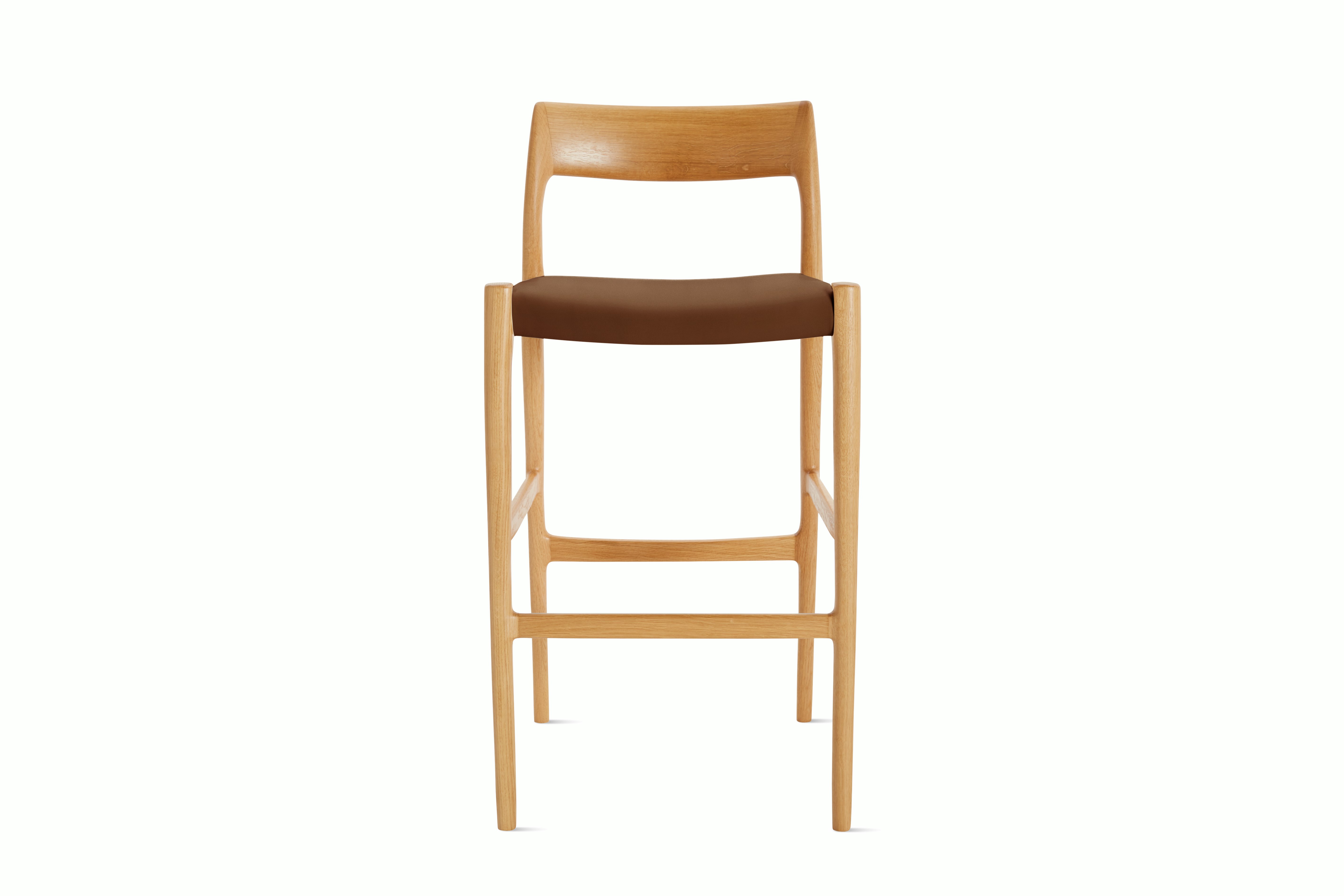 Moller Model 77 Stool - Counter Height,  Oak,  Leather,  Tobacco