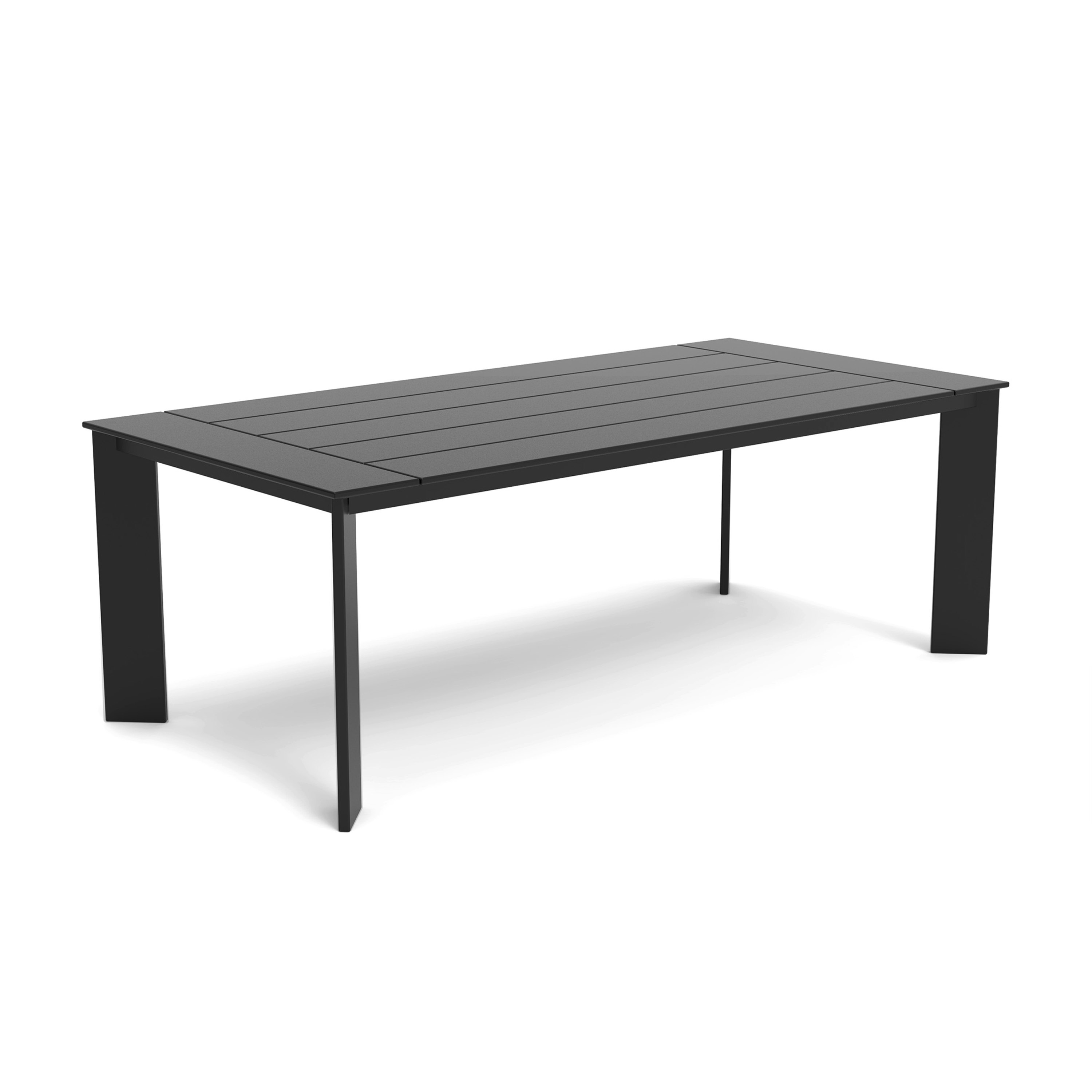 A Here and There Dining Table in Black viewed from an angle.