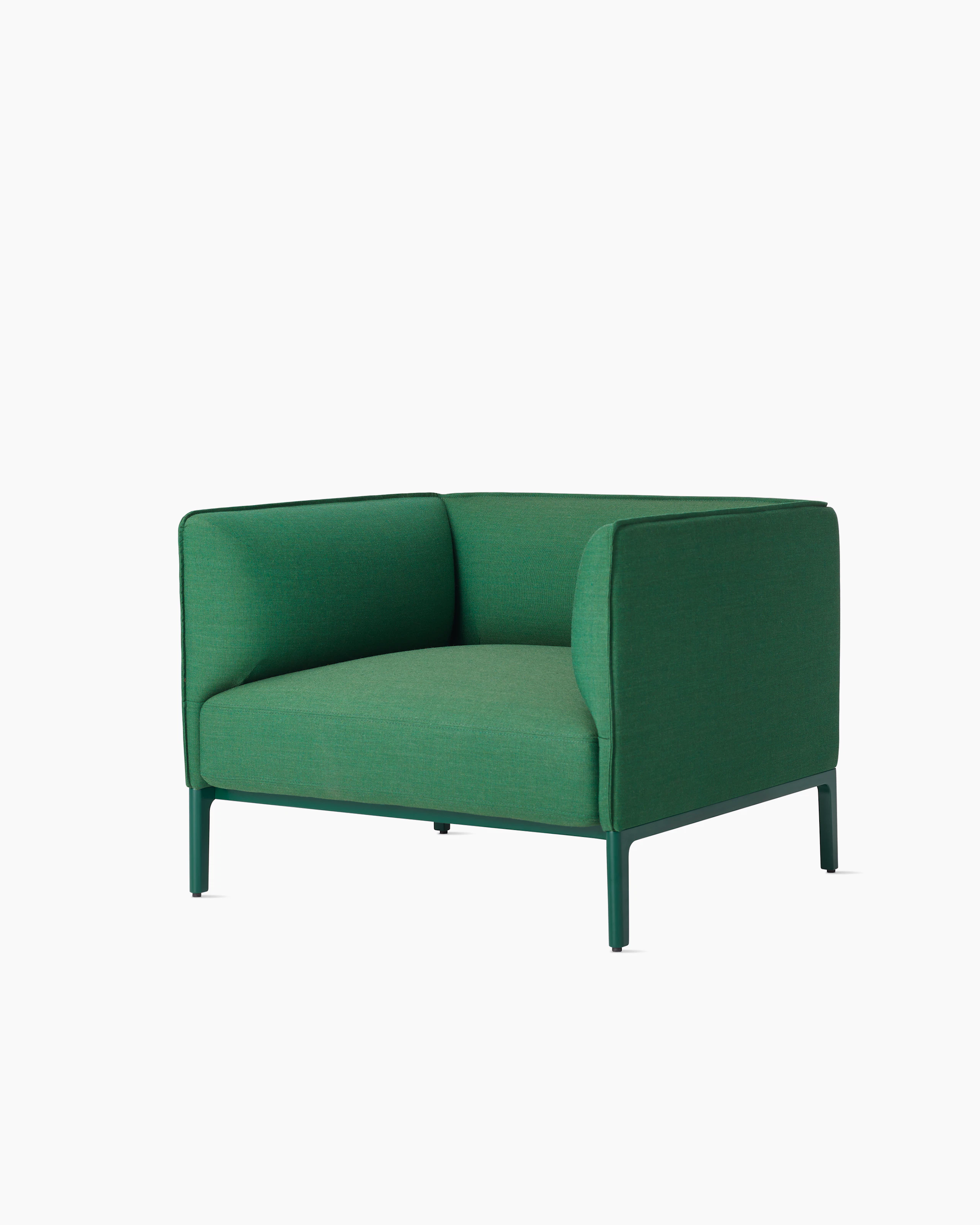 Angle view Green Mimo Club Chair on white background.