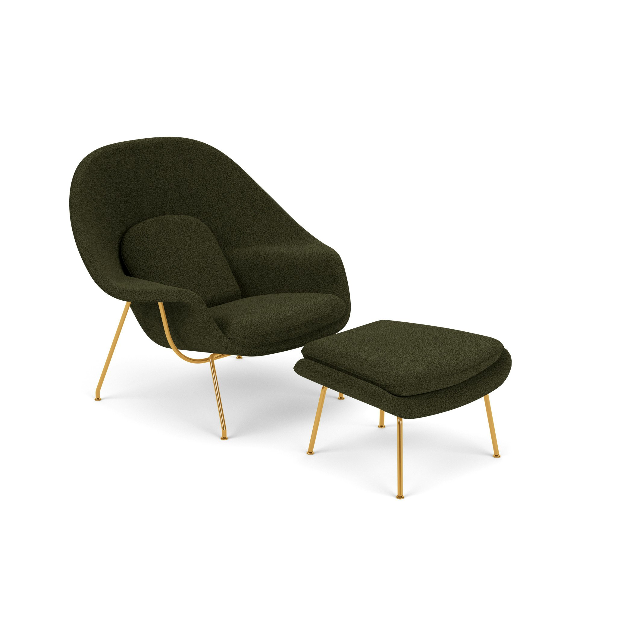 Womb Chair and Ottoman - Standard, Puff, Olive, Gold