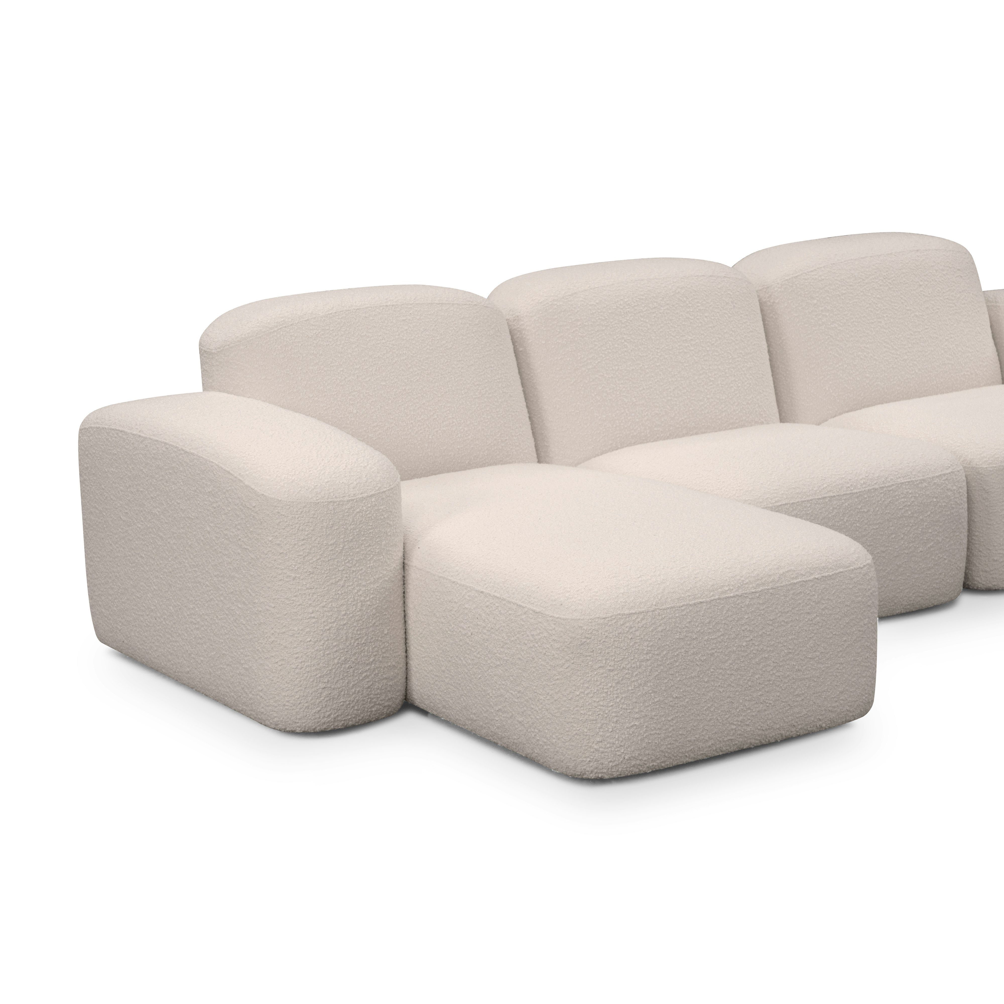 Muse Sectional Chaise - 3 Seater, Boucle, La Creme, LAF