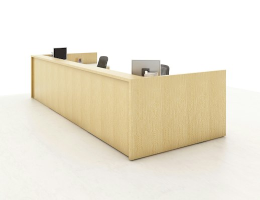 Administrative double stations exterior view transaction top recessed infill panels
