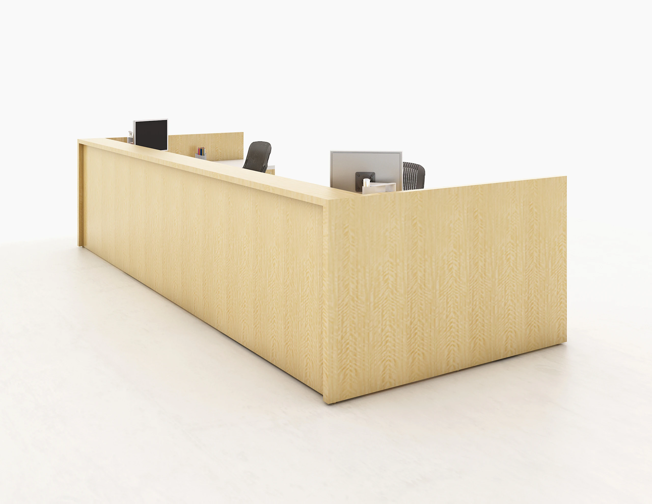 Administrative double stations exterior view transaction top recessed infill panels