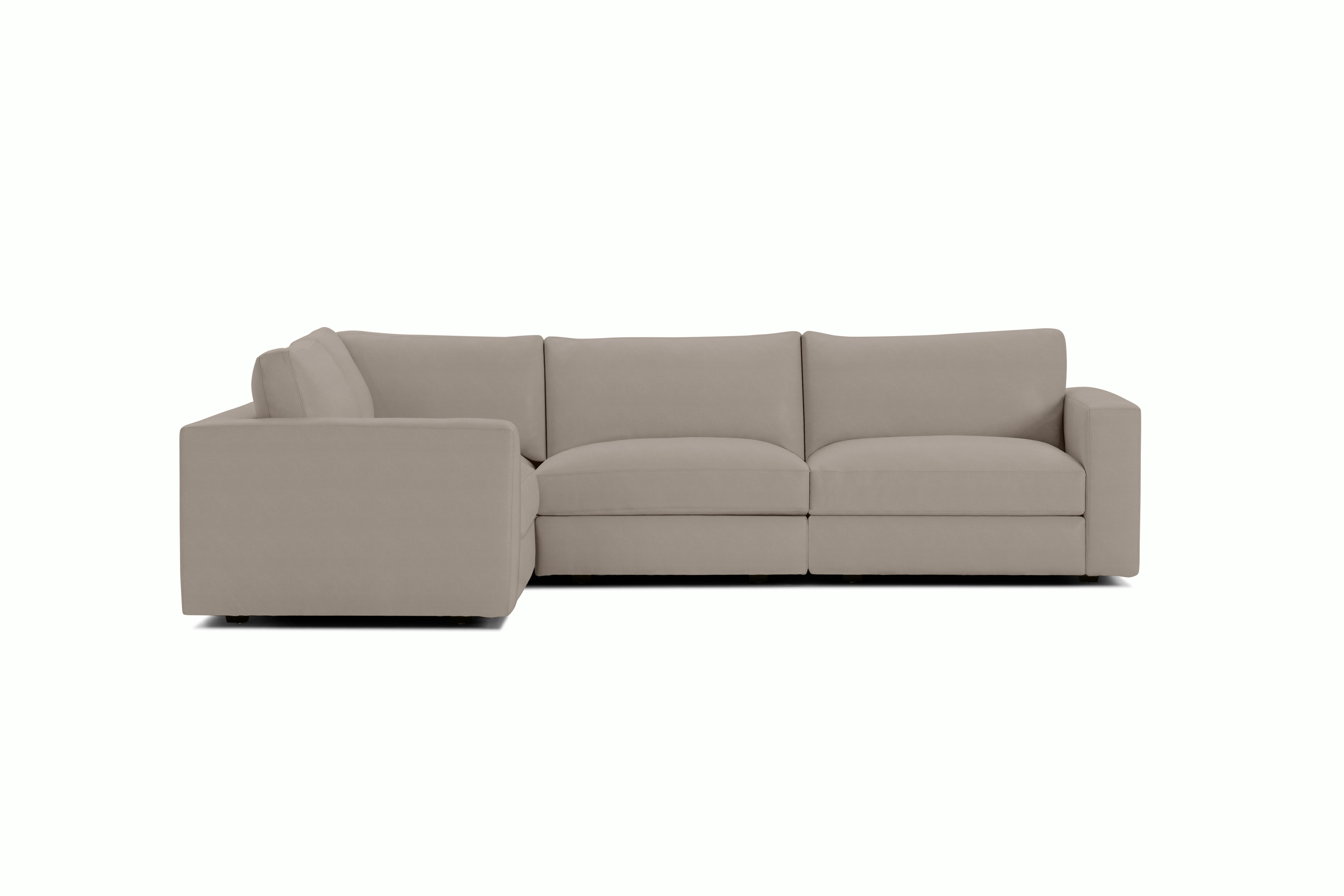 Reid Corner Sectional - L-Shaped Four Seater Sectional,  Standard,  Prone Leather,  Lute,  1" Block"