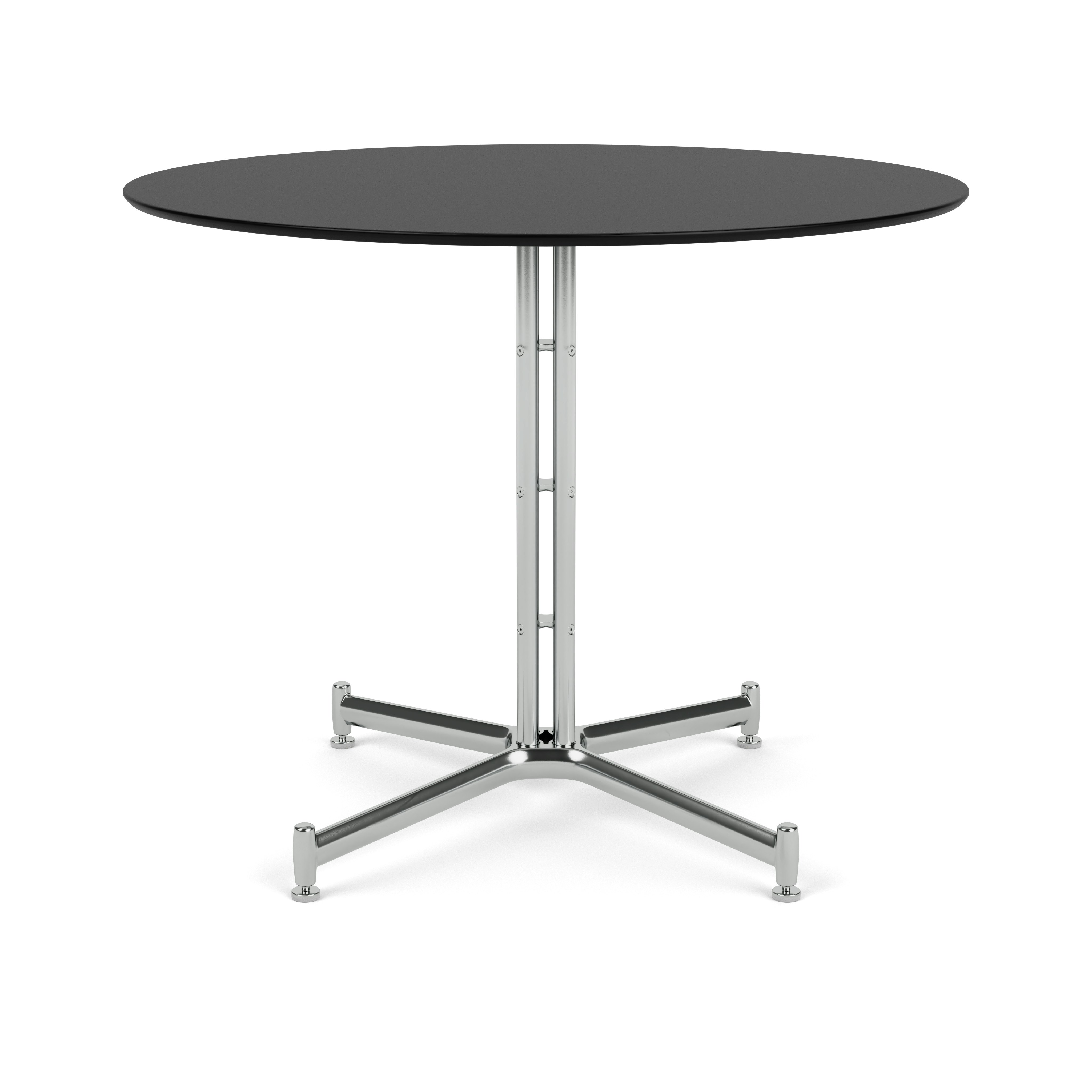 Iquo Table 36 Black Laminate Top Polished Aluminum base front