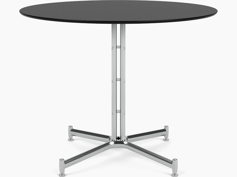 Iquo Table 36 Black Laminate Top Polished Aluminum base front