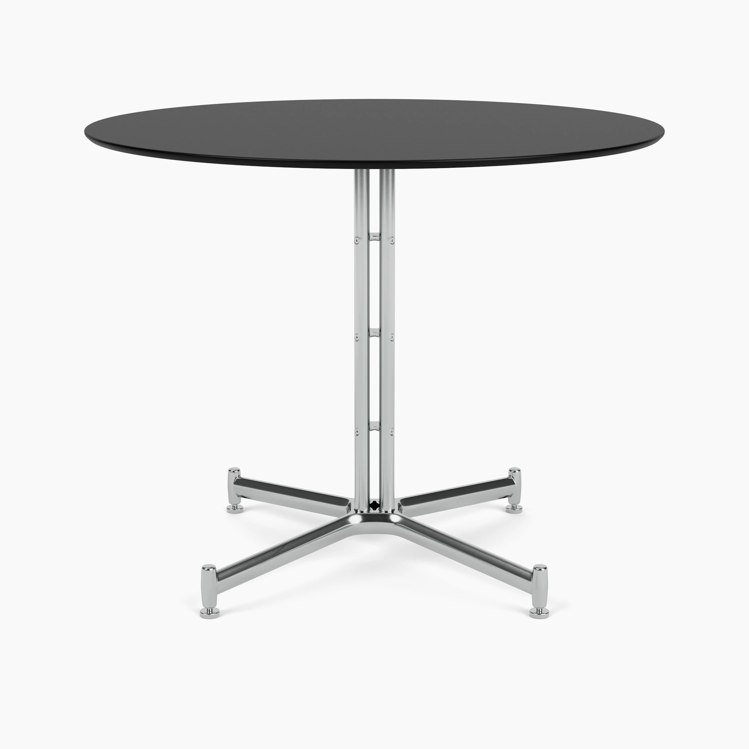 Iquo Table 36 Black Laminate Top Polished Aluminum base front