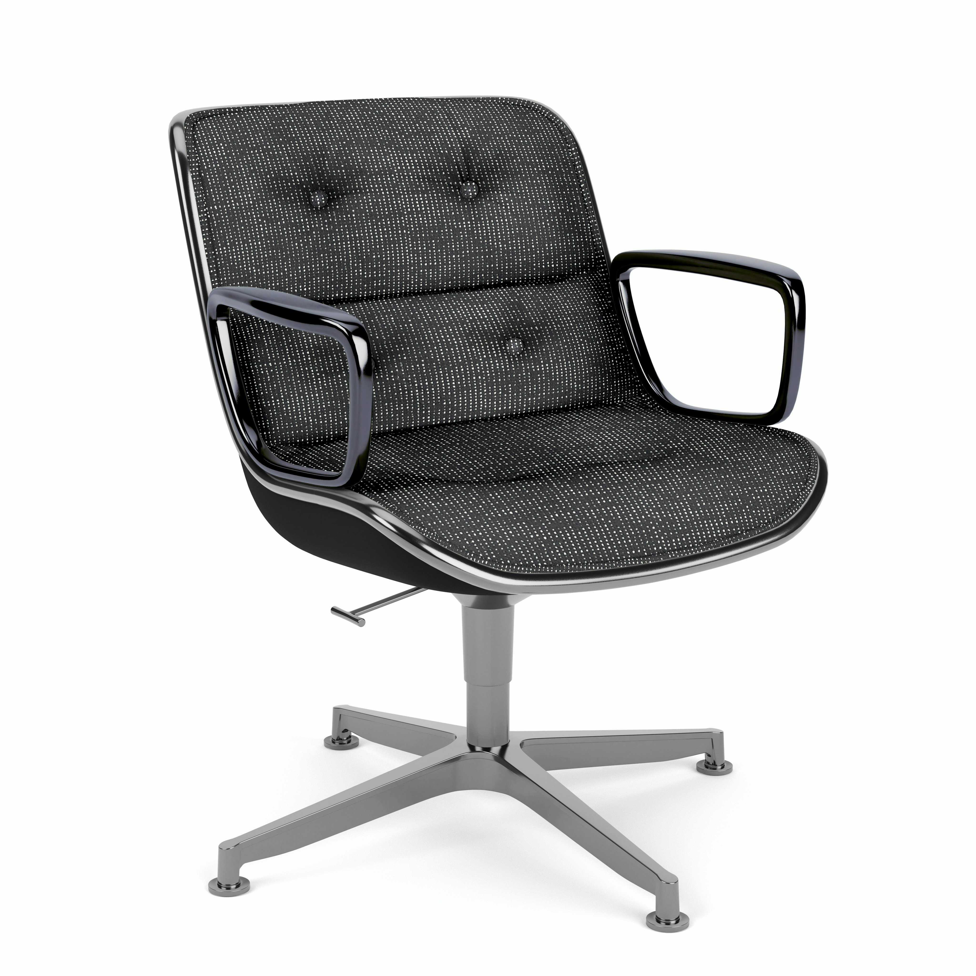 Pollock Executive Armchair - 4 Star,  Polished Aluminum,  Prestini,  Black and White