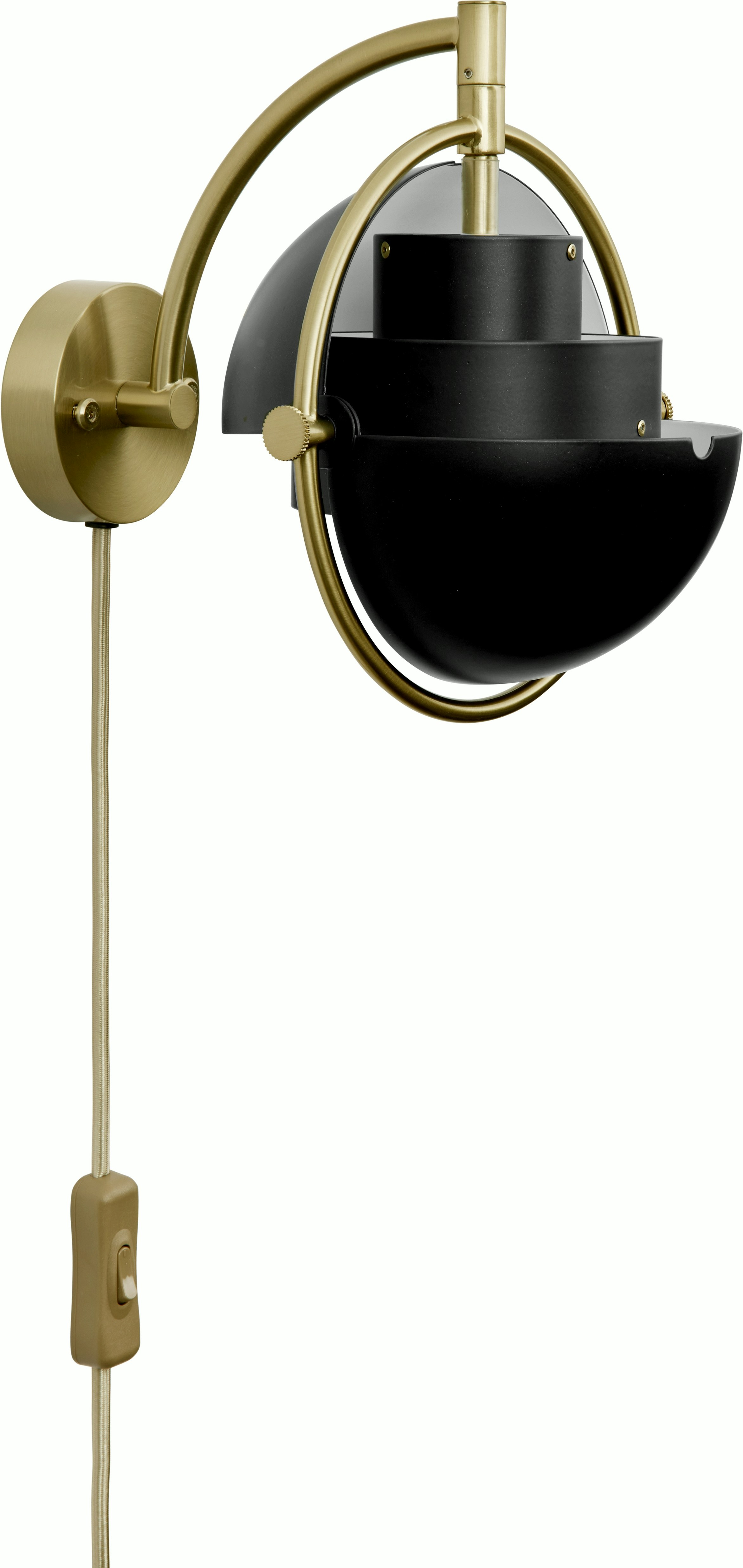 A Multi-Lite Wall Lamp in Black Semi Matte, Brass viewed from an angle.