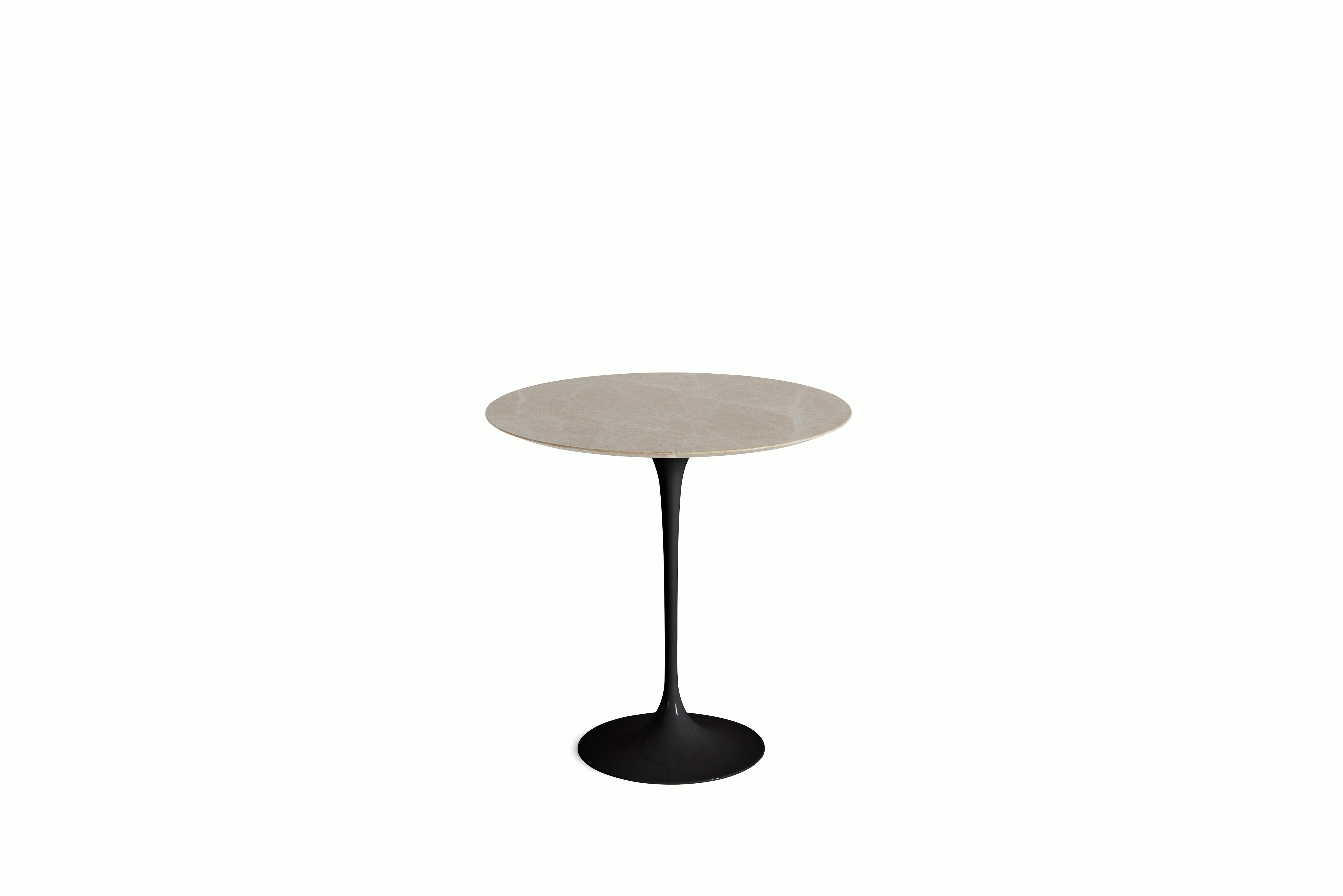 Saarinen Side Table - 20 Inch, Round, Polished Emperado Ligh, Black Base