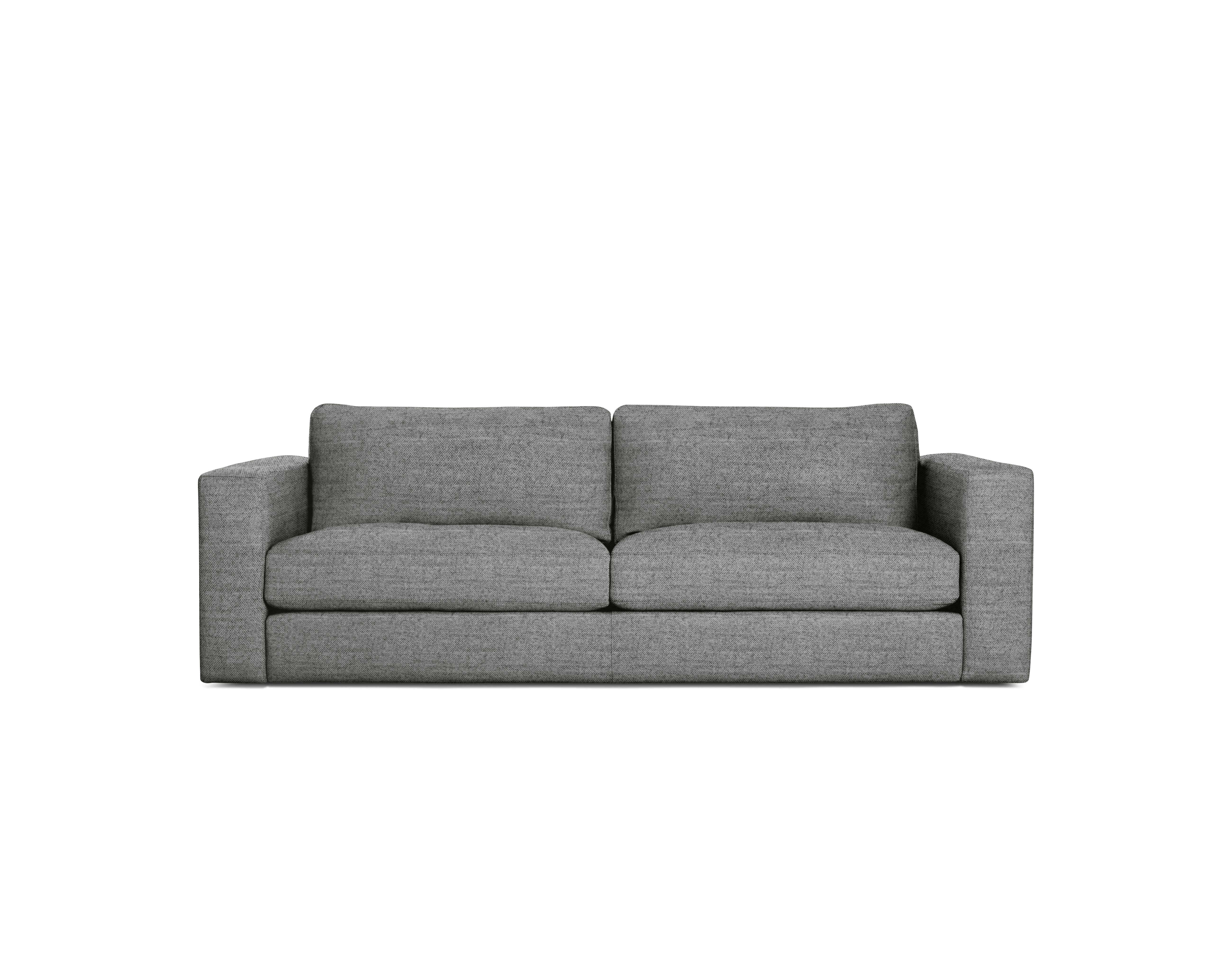 A Reid Sofa in Beck 047 Plutonic viewed from the front.