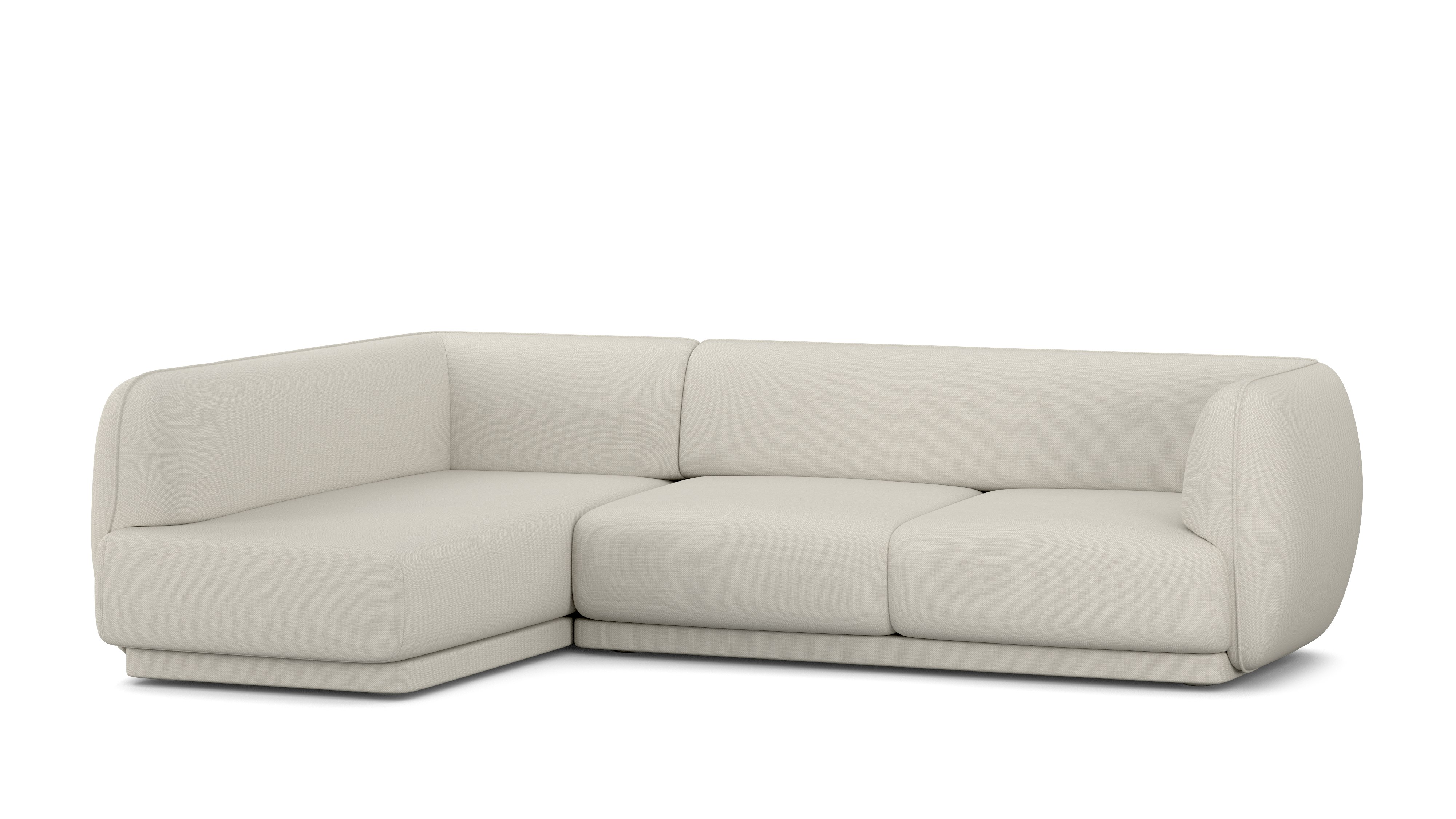 A Meris Sectional Chaise in Clavicle viewed from an angle.