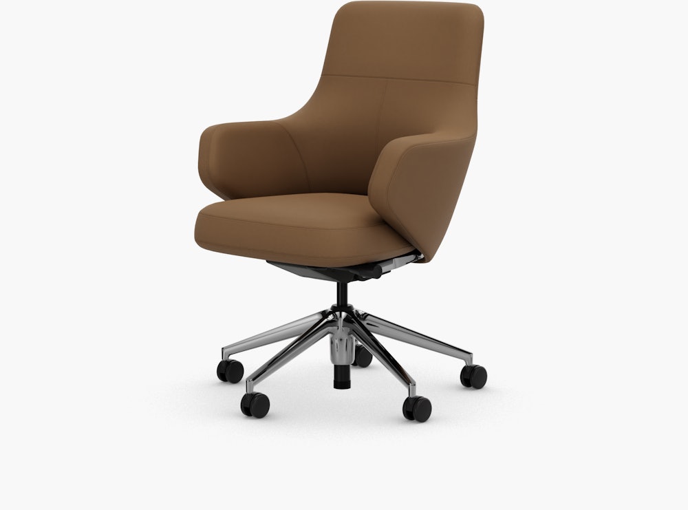 Grand Executive Task Chair - Low Back, Leather Premium F, camel