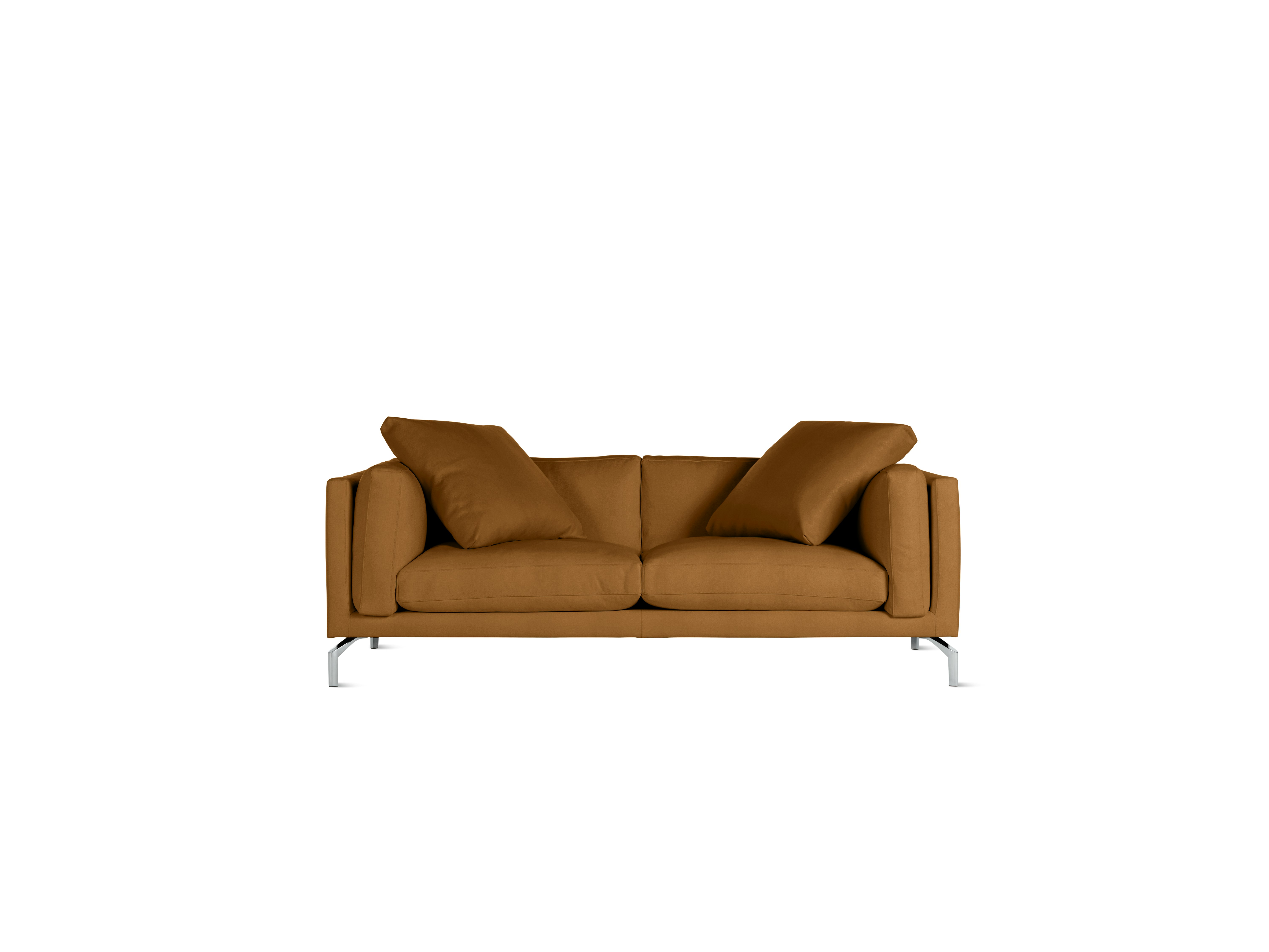 A Como Sofa in Crypton Sintra Velvet: Camel viewed from the front.
