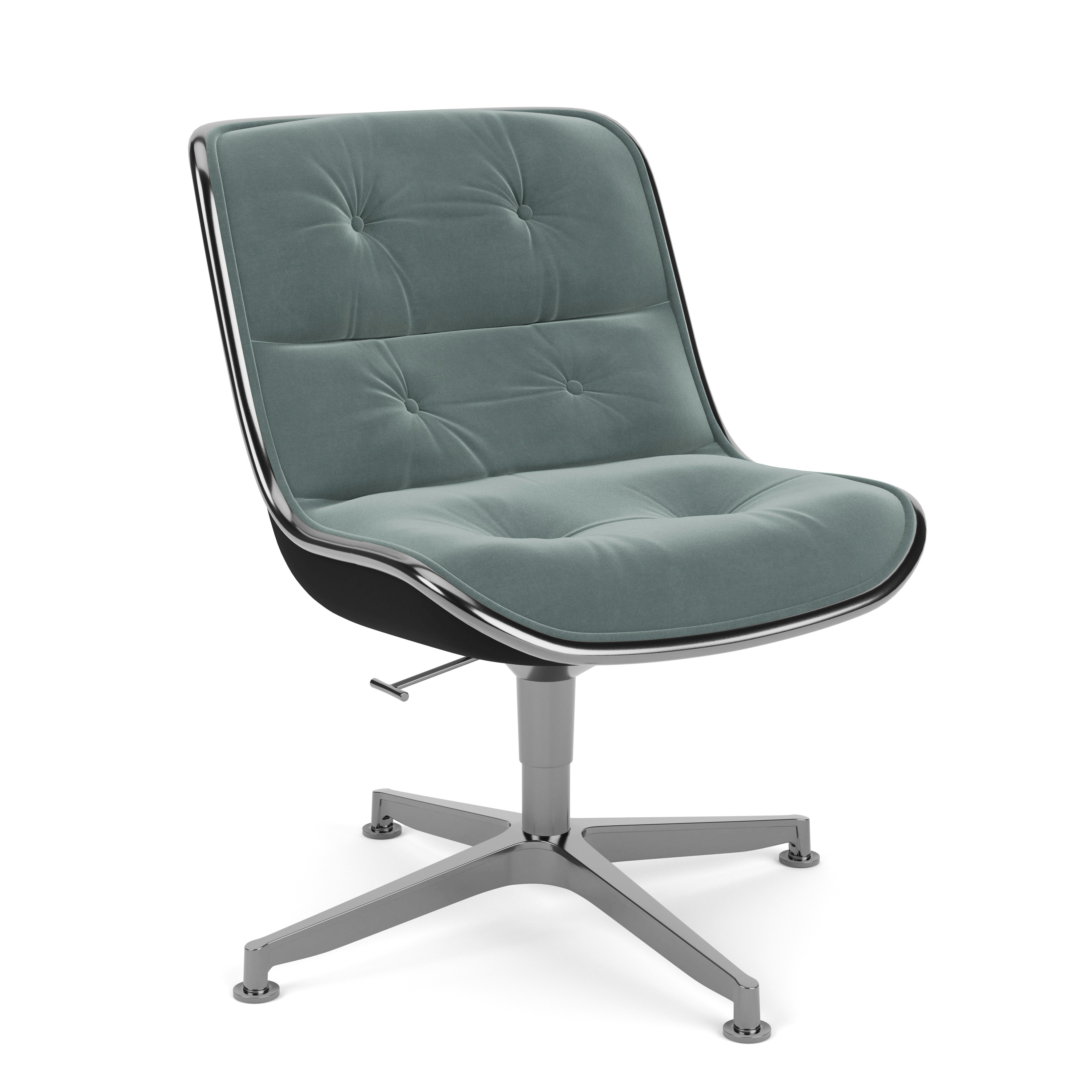 Pollock Executive Side Chair - 4 Star, Polished Aluminum, Knoll Velvet,  Swan