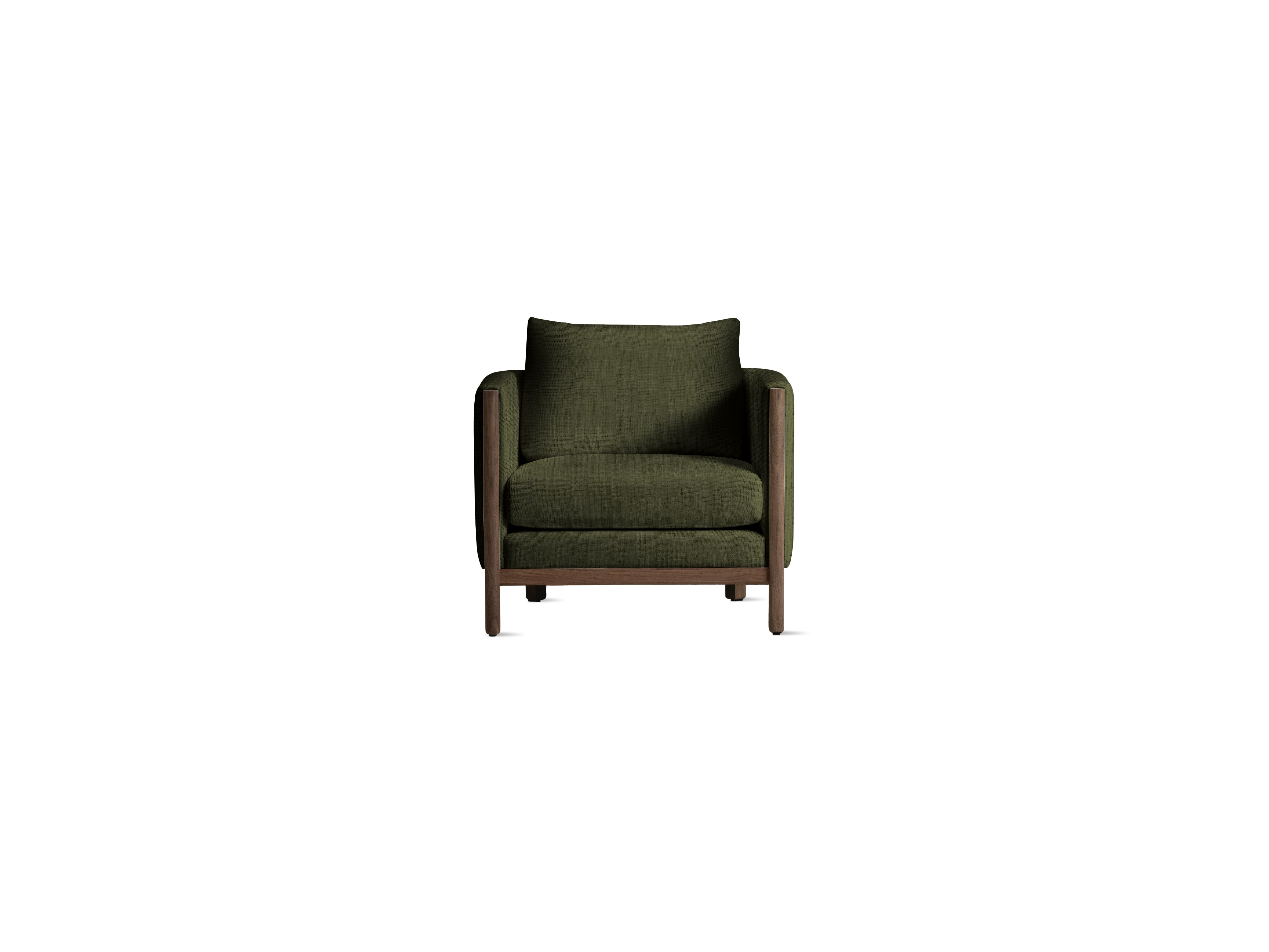Emmy Armchair, Pebble Weave, Militare, Walnut