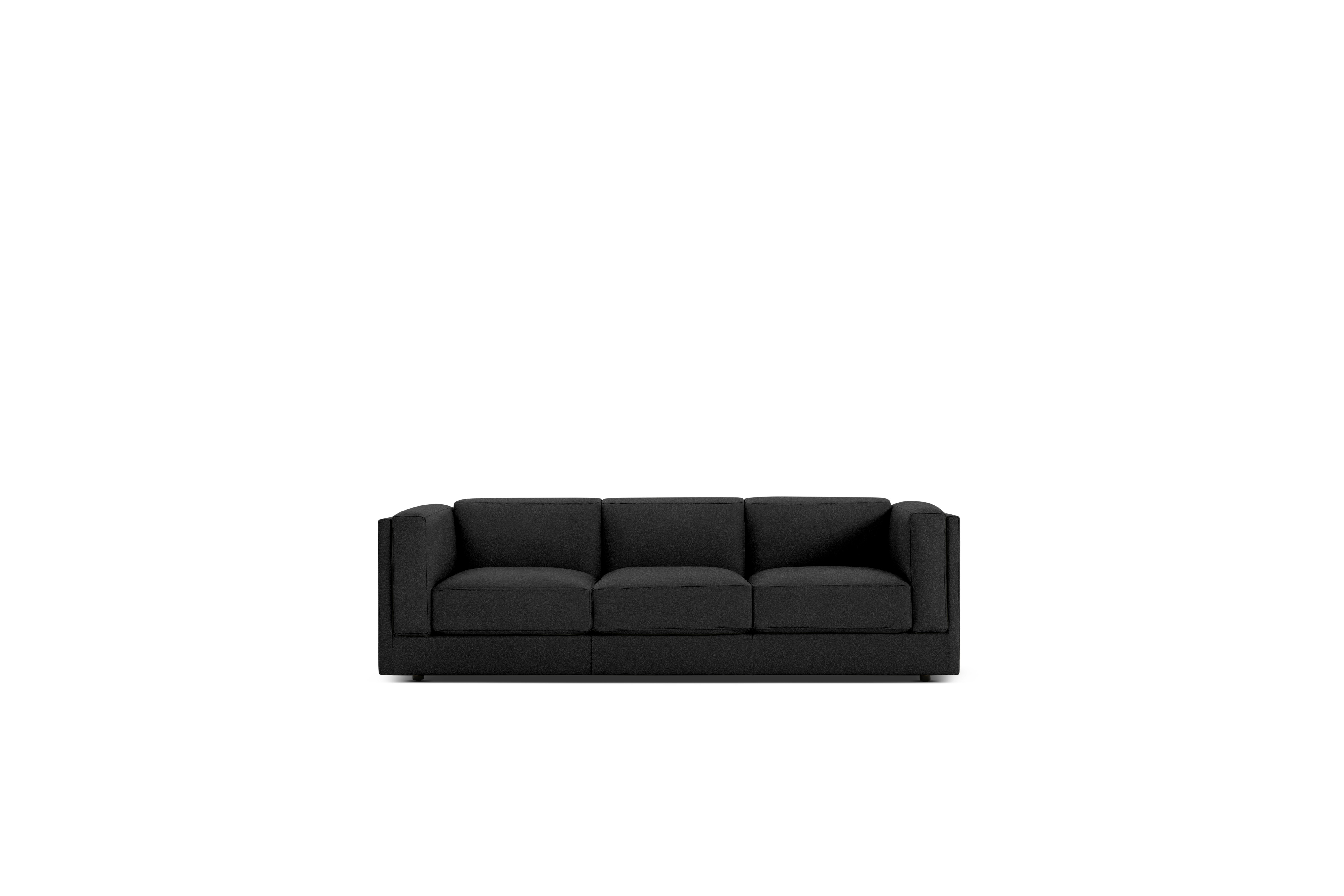 Symme Sofa - Three Seater,  Leather Frame,  Prone Leather,  Obsidian,  Prone Leather,  Obsidian